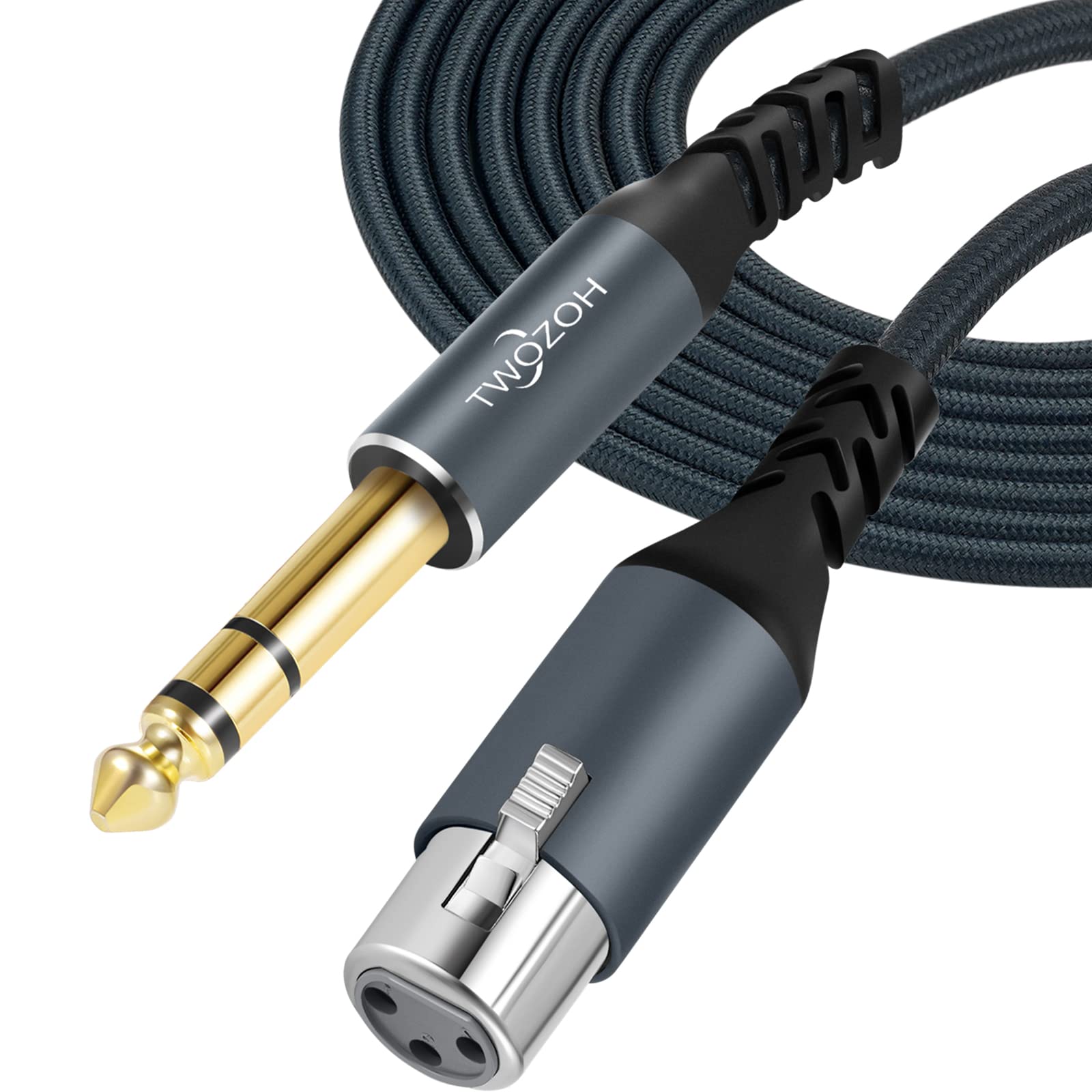 Twozoh Xlr Female To 1/4 Trs Cable 10Ft, Braided 6.35Mm Stereo Jack Balanced To 3Pin Xlr Microphone Cable