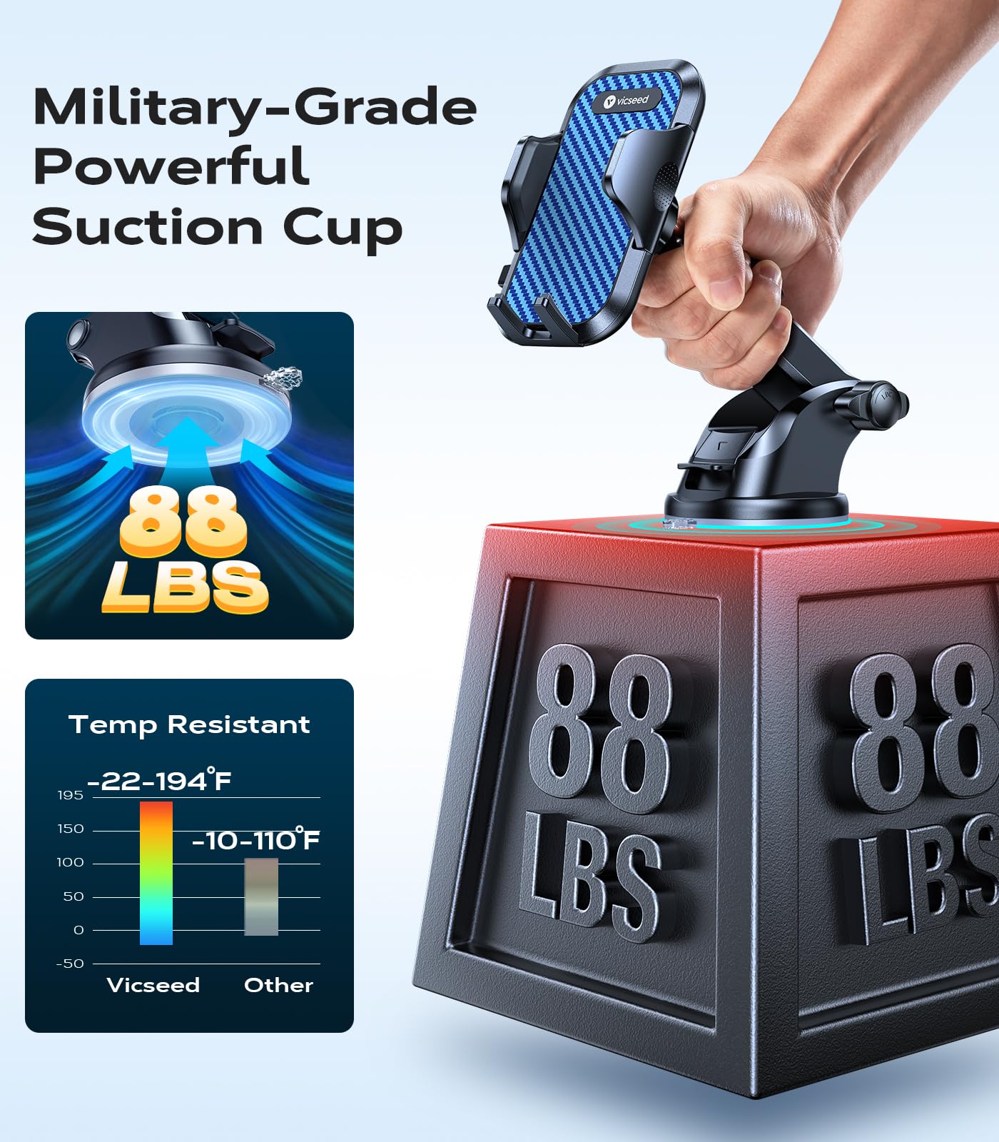 Vicseed [True Strongest Suction] [Pro Rally Racing-Grade] Phone Holders For Your Car 2025 Upgraded Car Phone Holder Mount Truck