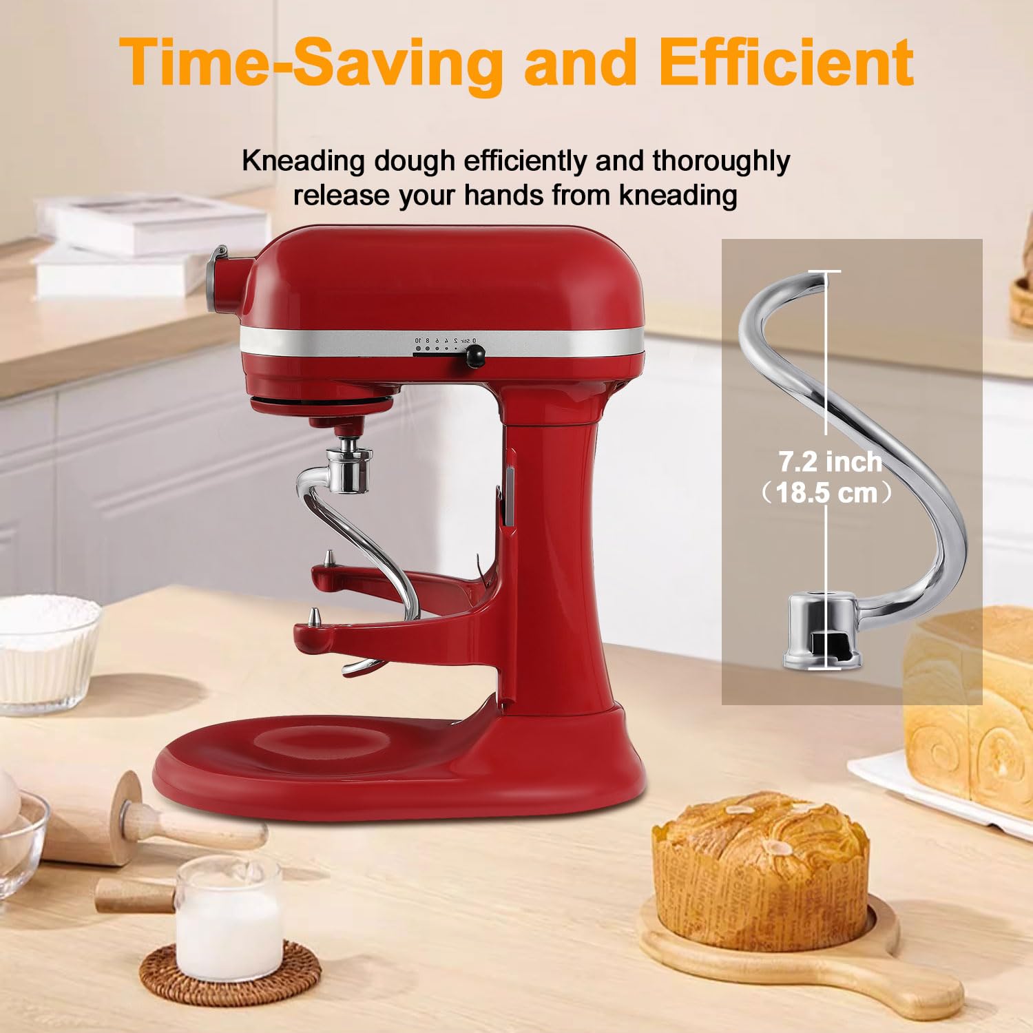 Lawenme 6 Qt Dough Hook For Kitchenaid Mixer, Stainless Steel Spiral Dough Hook Attachment For Kitchenaid 5.5 6 Quart Bowl Lift