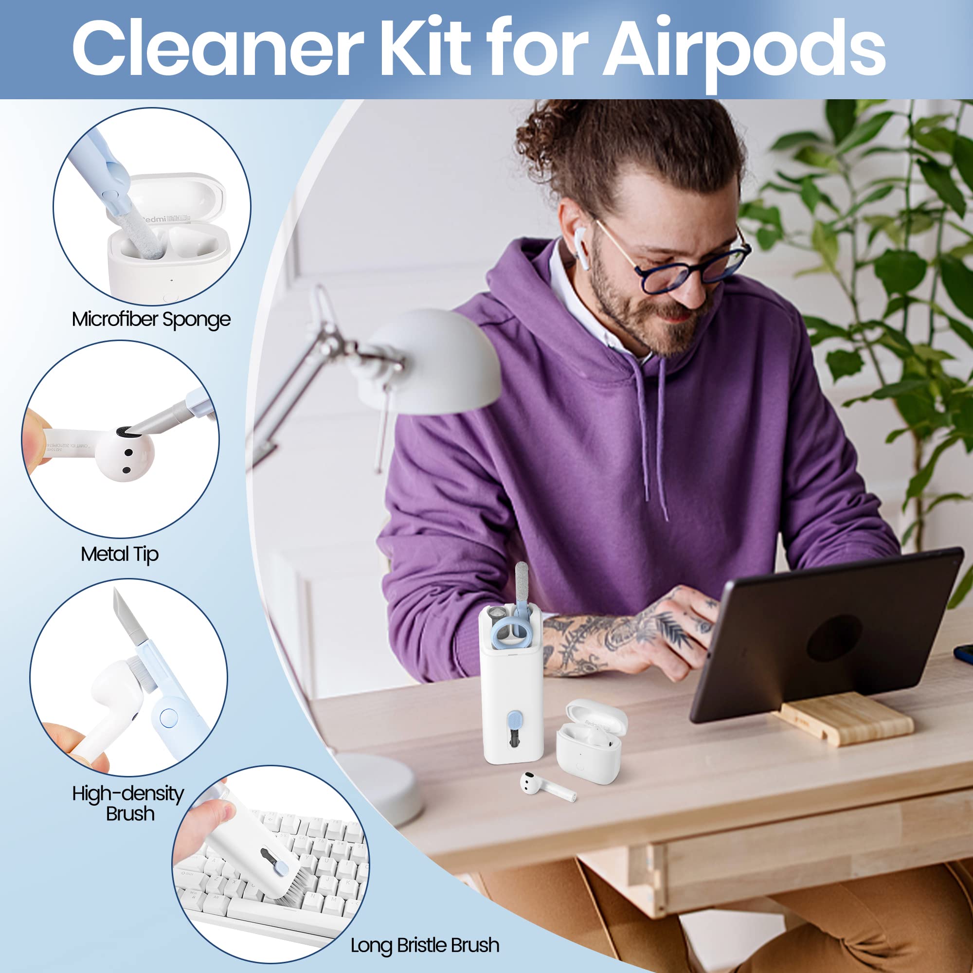 Vubojo Laptop Screen Keyboard Earbud Cleaner Kit,Electronics Cleaning Tool For Macbook Ipad Iphone Pro Cell Phone,Airpod Cleaner