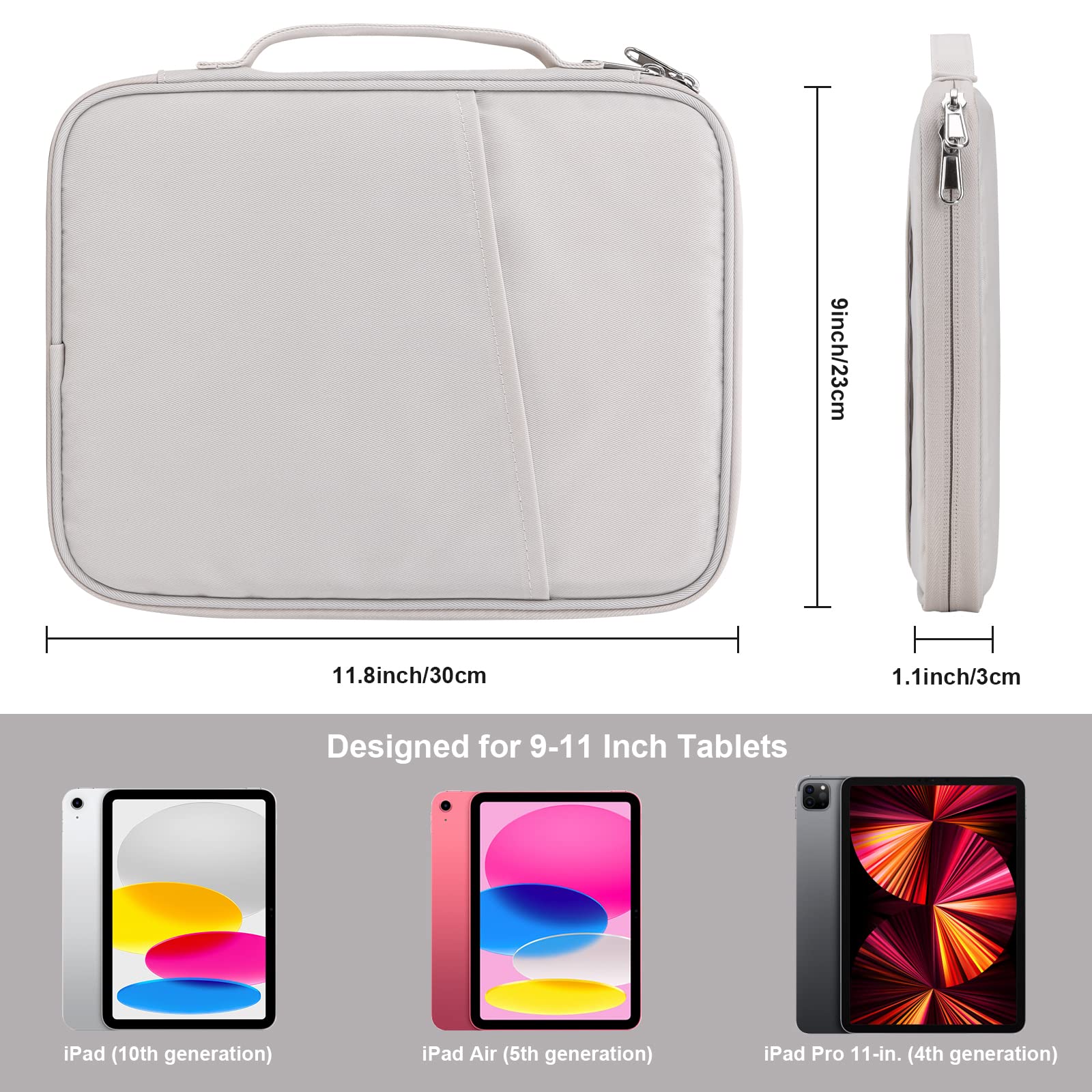 11 Inch Ipad Travel Case Organizer, Padded Tablet Carrying Sleeve Bag For Ipad Pro 11-In (M4), Ipad 10.9 (10Th Gen), Ipad Air 11