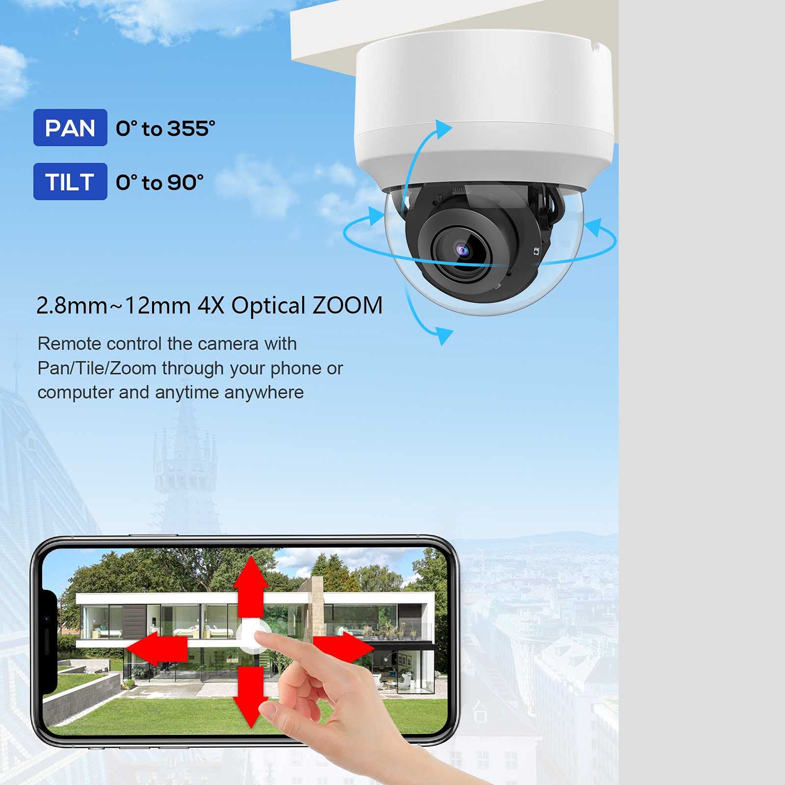 Vikylin 5Mp Outdoor Ptz Poe Ip Camera With Mic/Audio,Security Pan Tilt 4X Optical Zoom/2.8~12Mm Lens,Human/Vehicle Detection,132