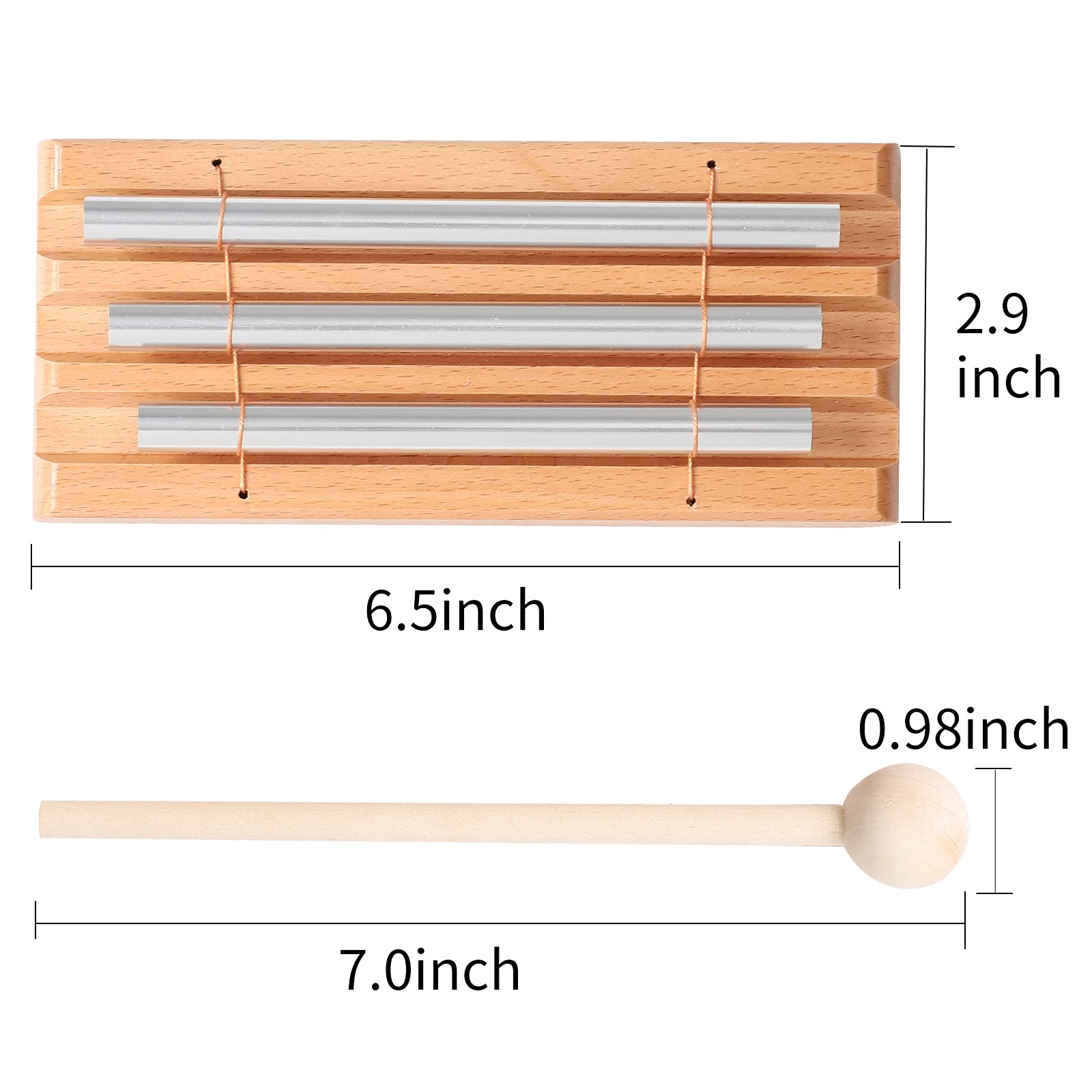 Musfunny Energy Chime Hand Bell Trio 3 Tone Percussion Teacher Tools Reminder Tuned Energy Chimes Music Instrument With Mallet F