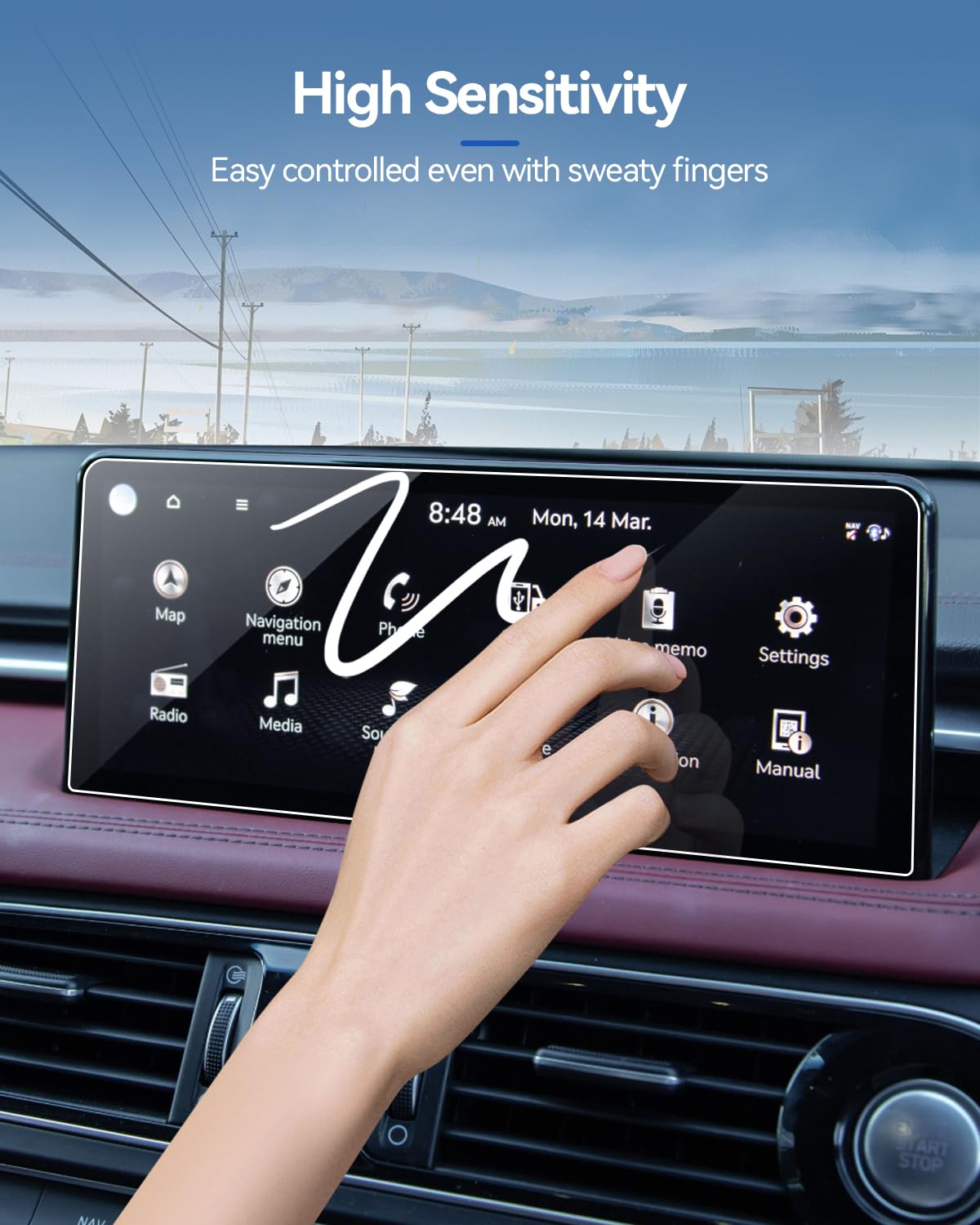 Lantu Car G70 Screen Protector For 2024 2023 2022 Genesis G70 (2.0T/2.5T/3.3T) Accessories Navigation Touchscreen Protector Film