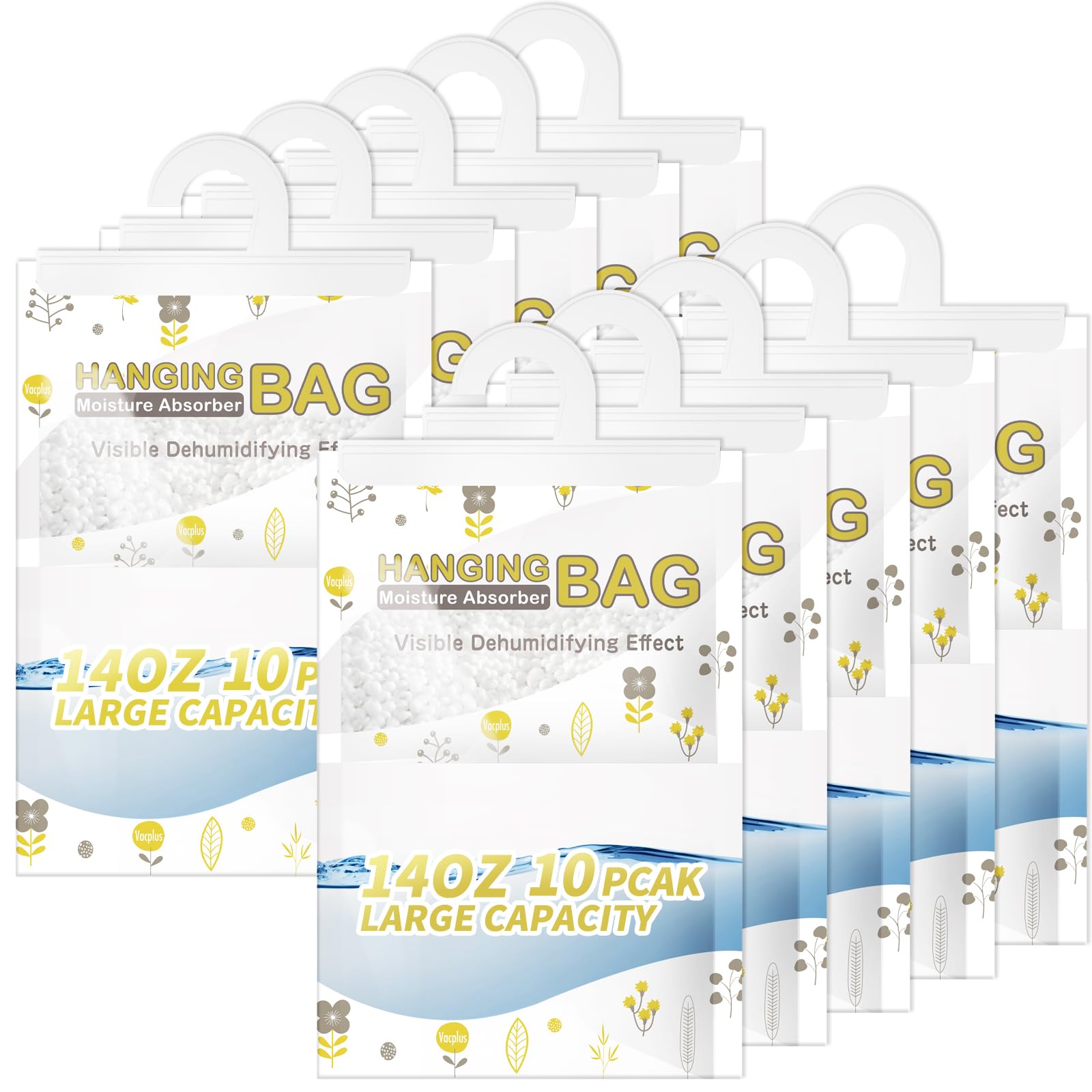 Vacplus Moisture Absorbers, Hanging Closet Dehumidifier Bags, Humidity Packs, Desiccant, Closet Dehumidifiers With Fragrance Fre