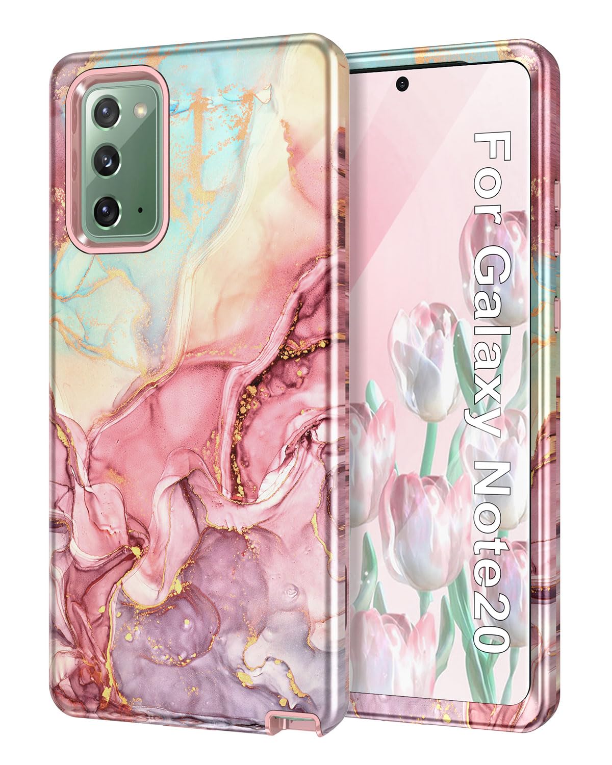 Btscase for Samsung Galaxy Note 20 Case,Marble Pattern 3 in 1 Heavy Duty Shockproof Full Body Rugged Hard PC+Soft Silicone Drop 