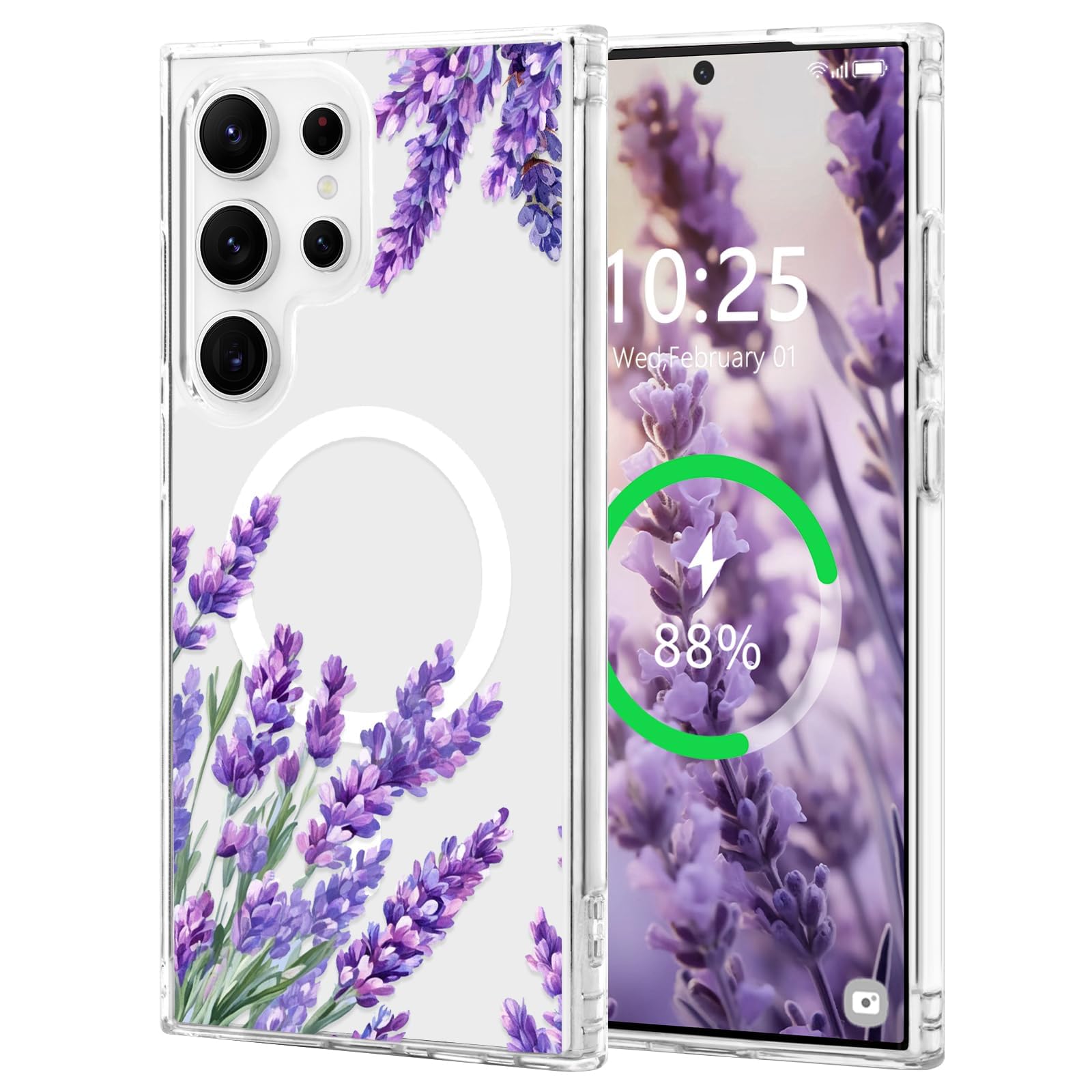 L-FADNUT for Samsung Galaxy S24 Ultra Case [Compatible with Magsafe], Cute Flower Girls Women Clear Case Silicone Shockproof Pro