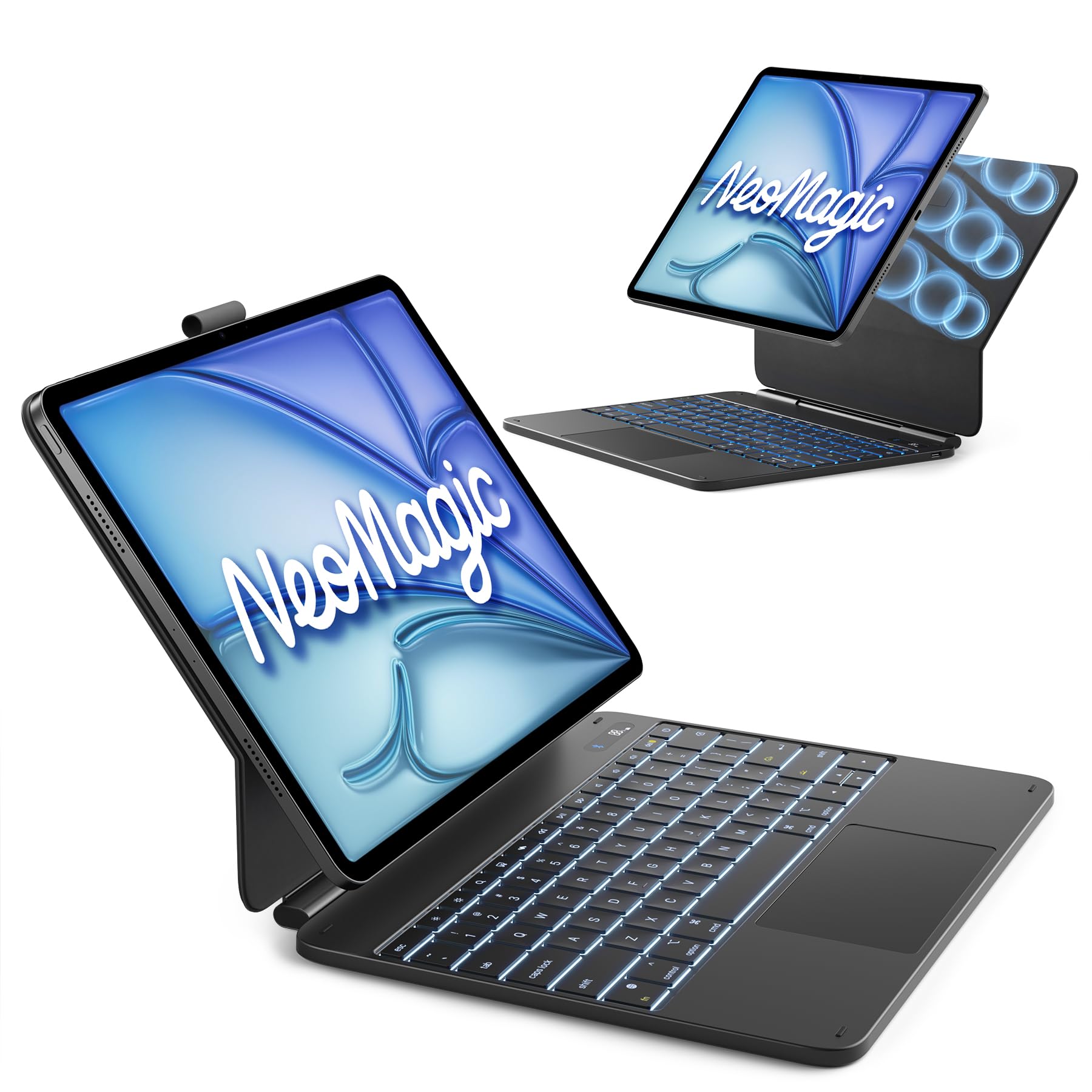 Inateck NeoMagic Magnetic Keyboard Case for iPad Air 13 inch M4 2026/M3/M2, iPad Pro 12.9 inch 6/5/4/3 Gen, Large Multi-Touch Tr