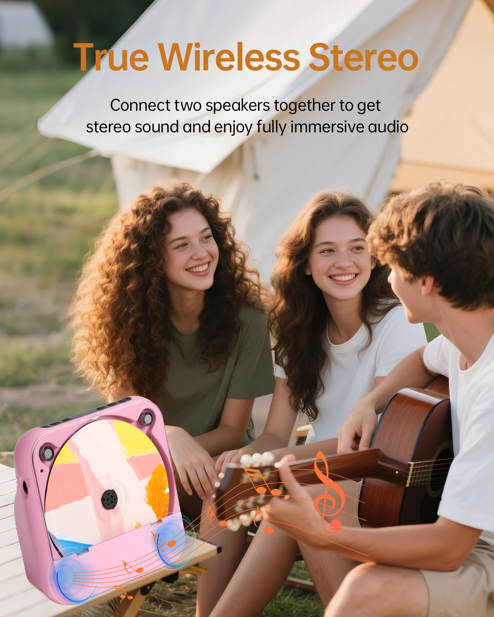 Portable Cd Player With Bluetooth, Rechargeable Wireless Mini Desktop For Home With Hifi Speaker, Cute Cd Player Remote Control,