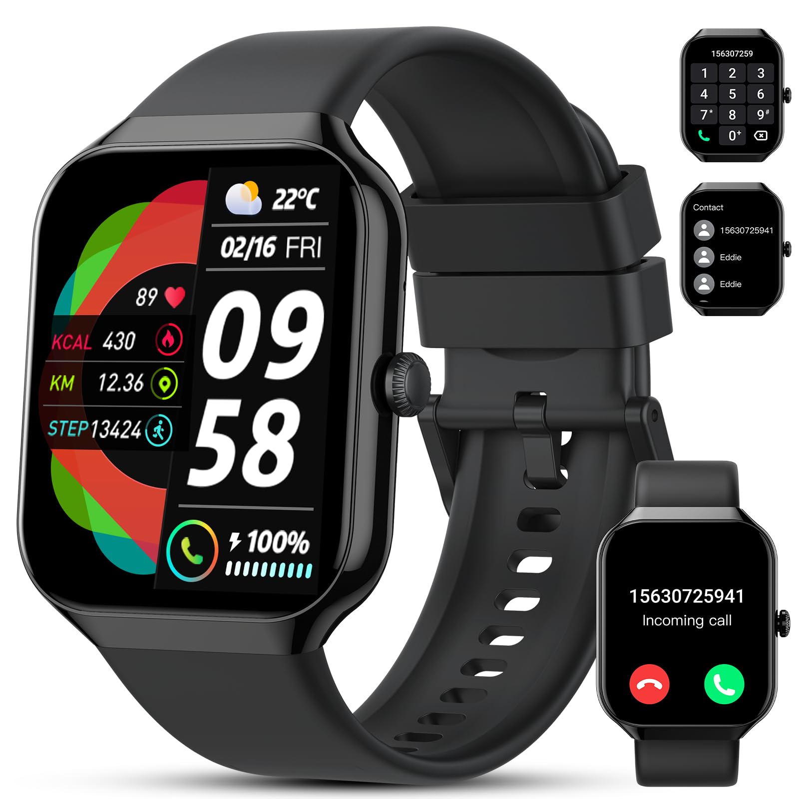 Smart Watch(Answer/Make Call), 2025 New Smartwatch For Men Women, 1.96 '' Hd Fitness Watch With 110+ Sport Modes, Heart Rate, Sl