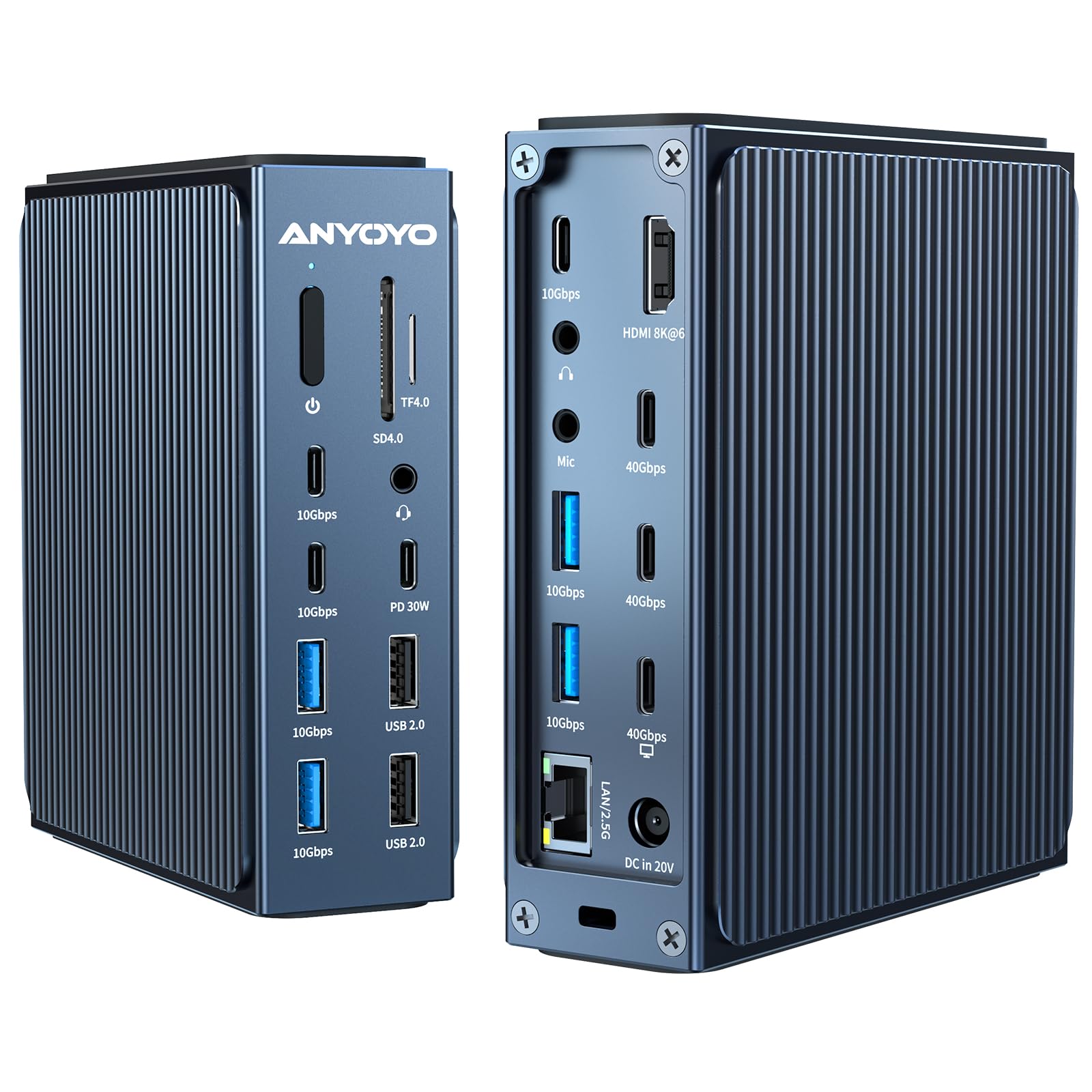 Thunderbolt 4 Dock   21 Ports, 8K60Hz Hdmi, 2.5Gbe Ethernet, Sd/Tf 4.0, 10Gbps Usb C/A 3.2 Gen2, 3.5Mm Audio, Macbook Docking St