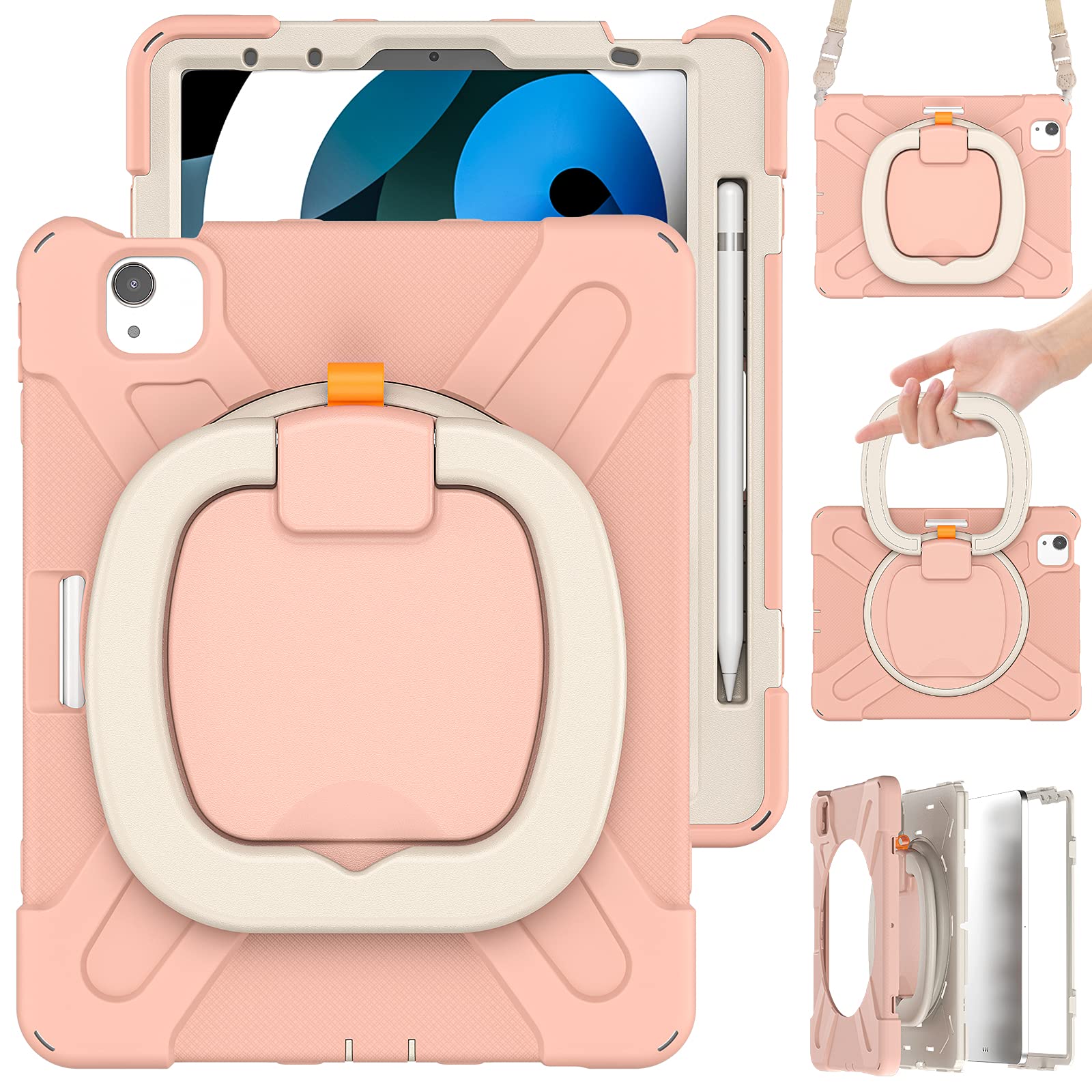 Meegoodo Case For Ipad Pro M2 12.9 Case 6Th/5Th/4Th/3Rd Generation 2022 2021 2020 2018, Tablet Cover With Pencil Holder/Rotating