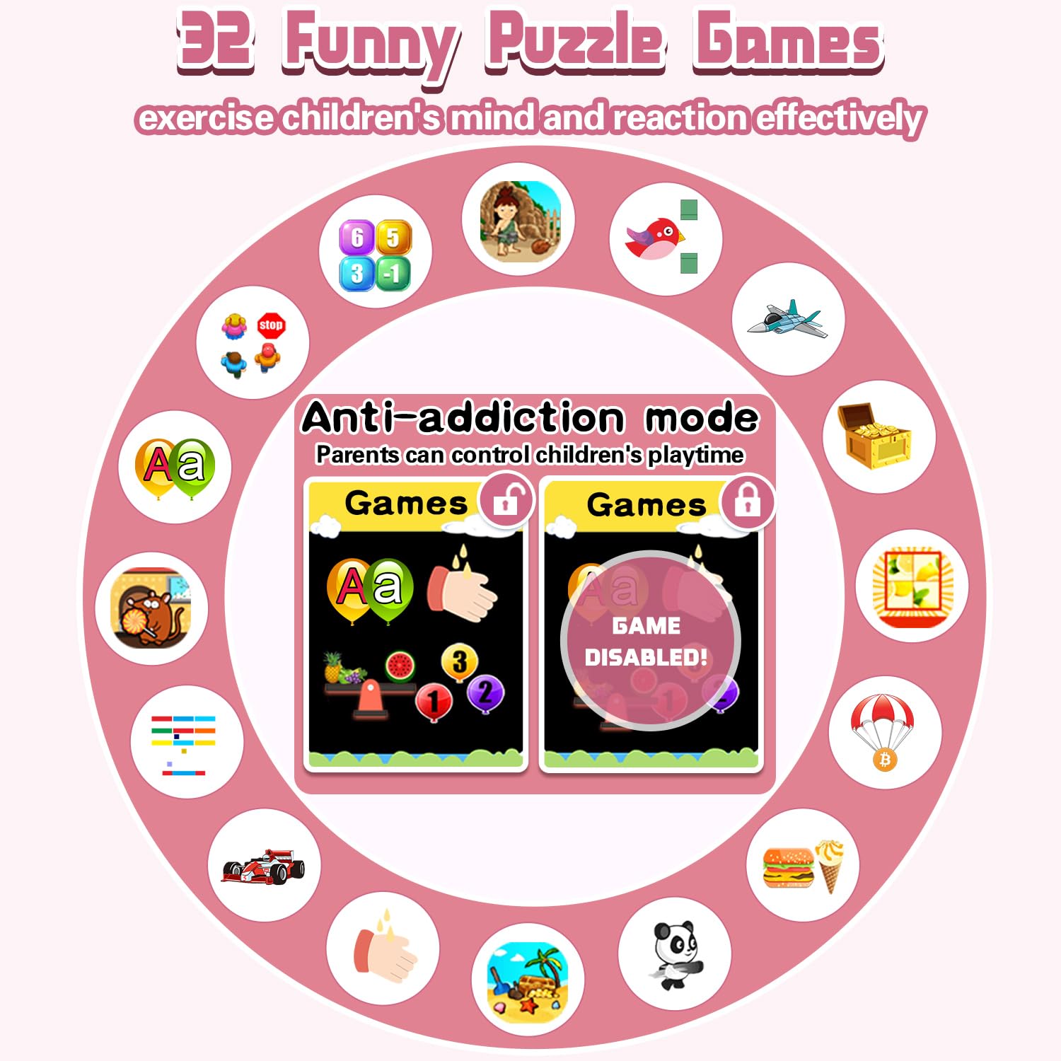 Waterproof Smart Watch For Kids Girls Age 5-12 With 32 Games, Dual Camera, Habit Tracking, Music Player, Video, Hd Touchscreen K