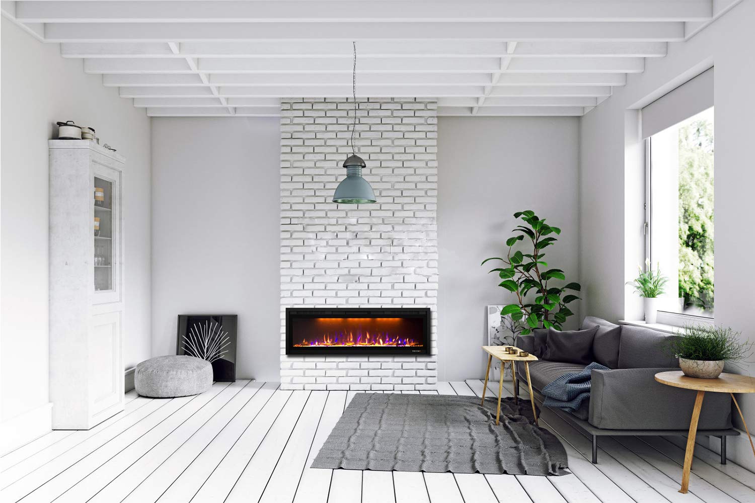 Valuxhome 50'' Royal Slim Electric Fireplace Built In With Remote Control,750/1500W