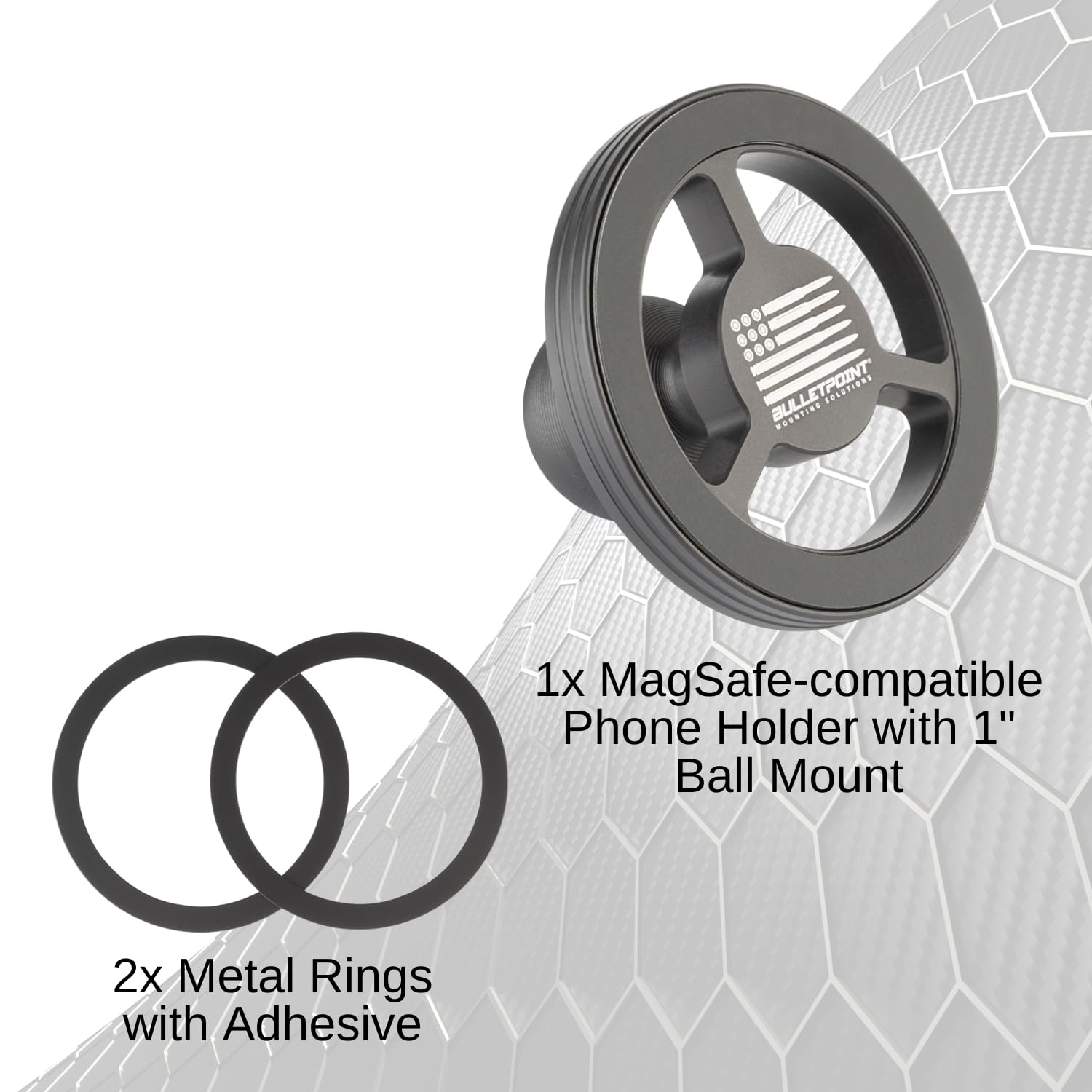 Bulletpoint Mounting Solutions Dash Mount Magnetic Cell Phone Holder Compatible With Magsafe Iphone Smartphones - 1 Inch Ball Mo