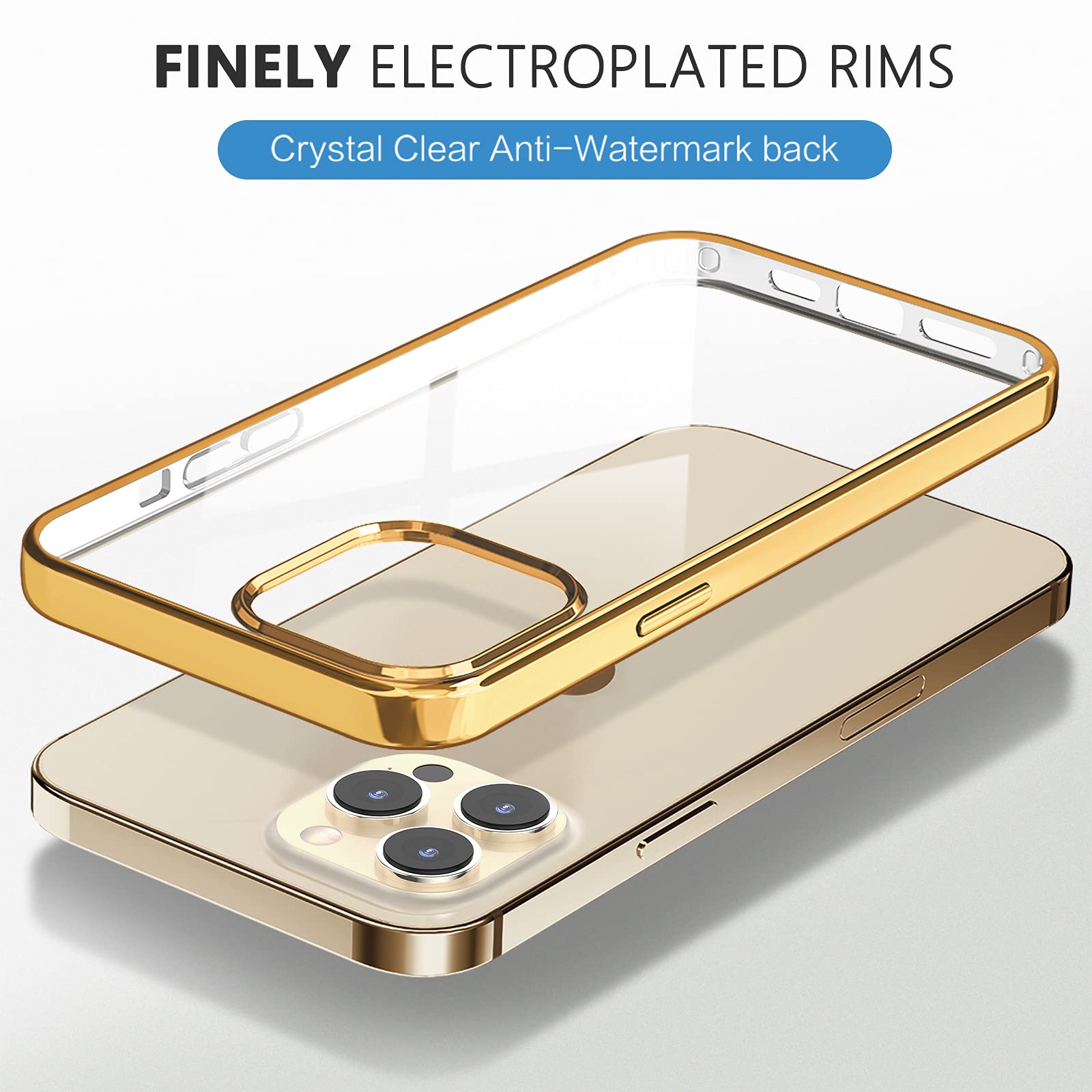 Milprox Compatible For Iphone 13 Pro Max Clear Case (2021), Crystal Transparent Cover Shockproof Protective Bumper Shell With El