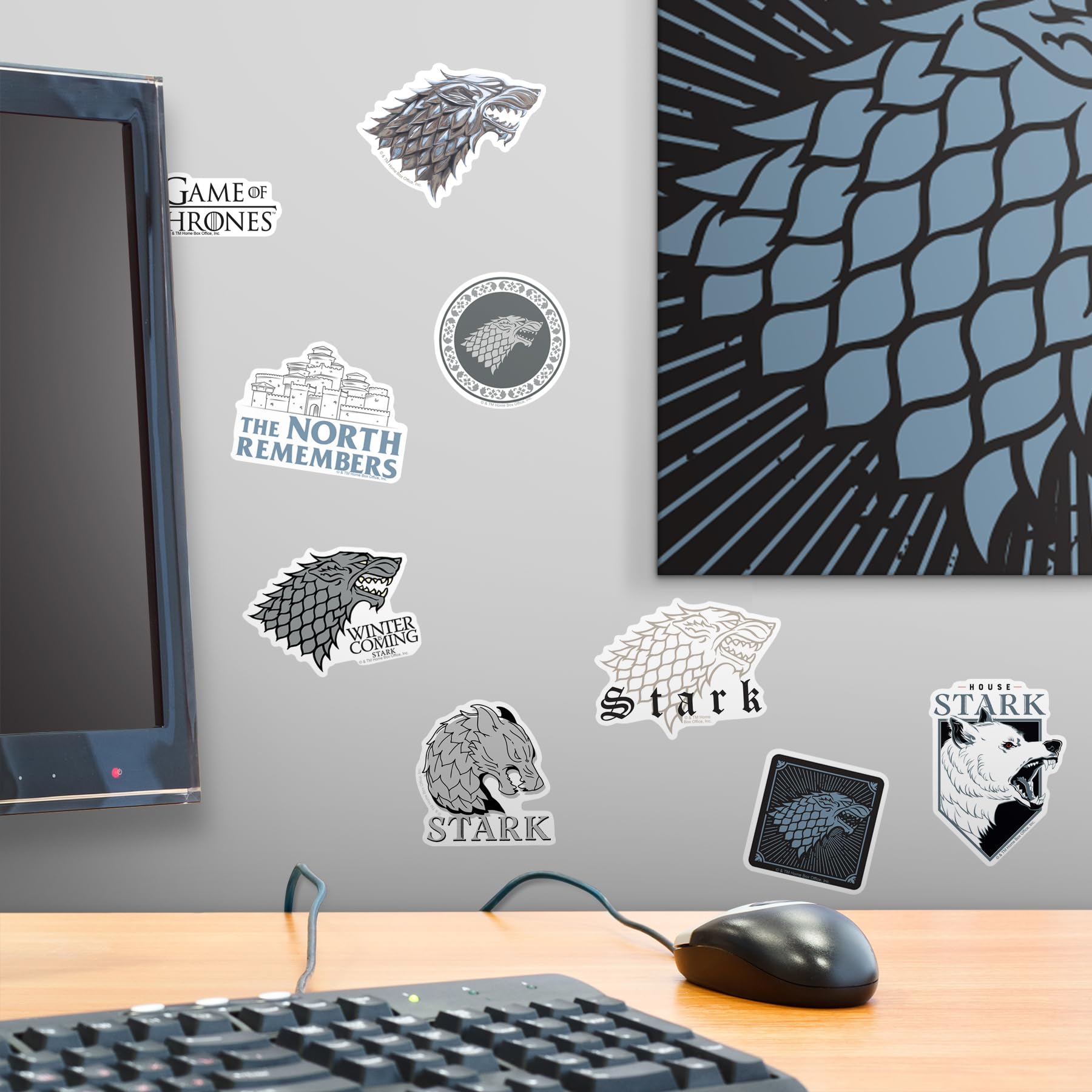 GRAPHICS & MORE Game of Thrones House Stark Vinyl Sticker Pack - 50ct for Laptop, Water Bottle, Scrapbooking, Indoor/Outdoor