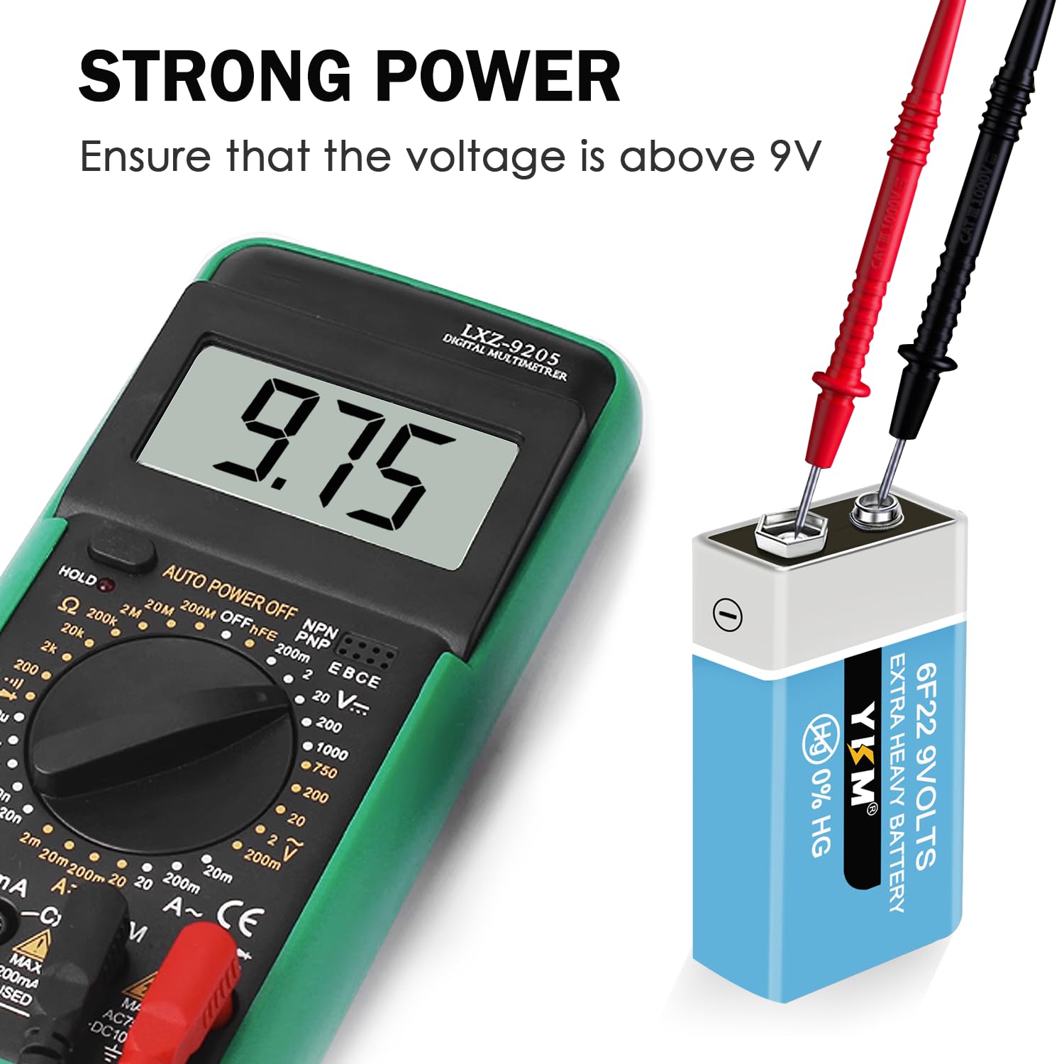 Ykm 9V Batteries Long Lasting 9 Volt Battery For Smoke Detector Guitar Garage Door Opener Smoke Alarm Walkie Talkie Transistor R