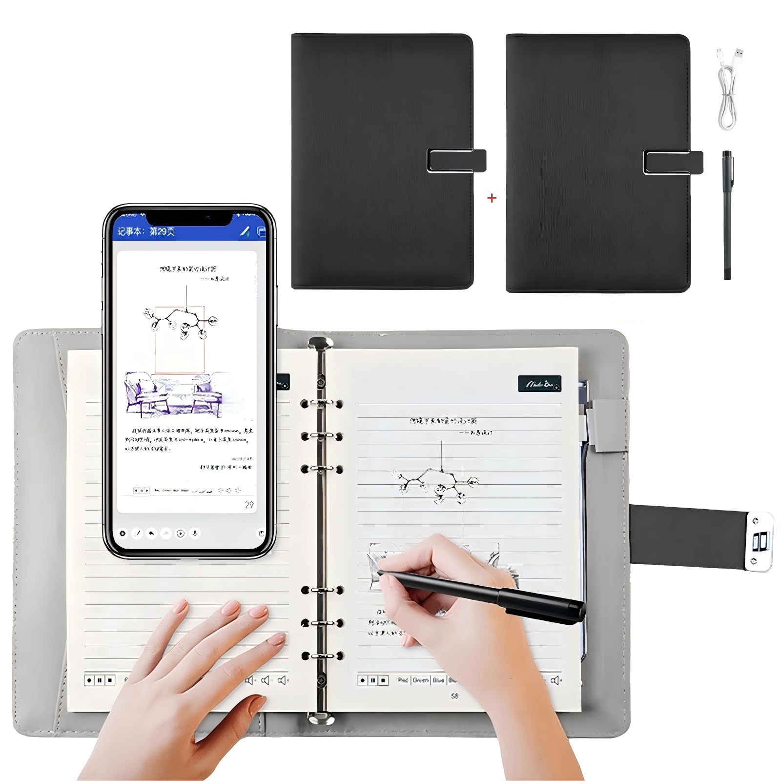 Smart Digital Pen Real-Time Sync Write on Paper Sync to Phone Mobile Voice to Text Sync Handwritten Notes Handwriting Voice to D