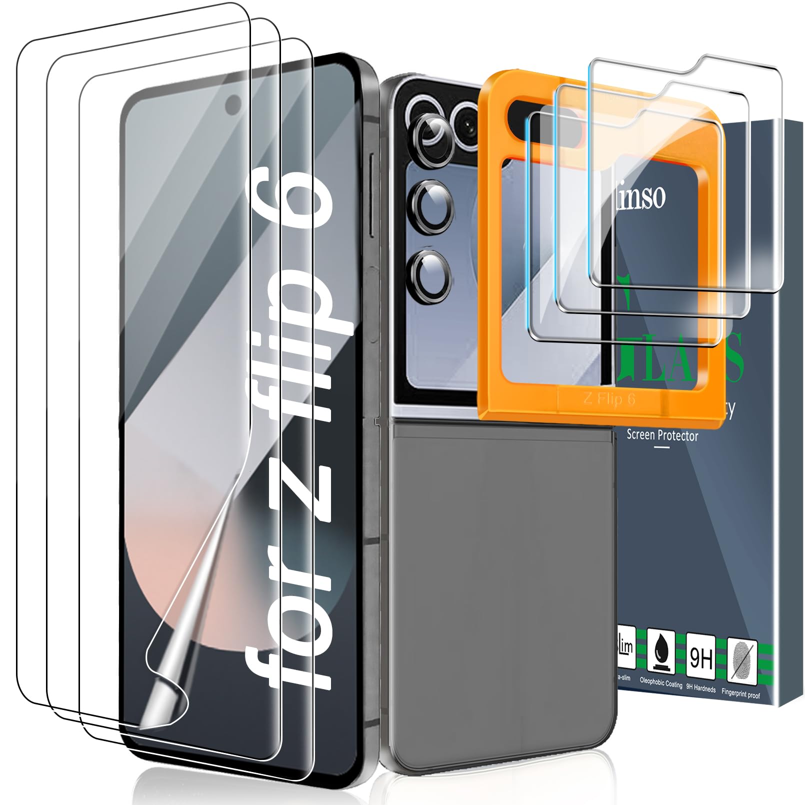 Ferilinso 3 Pack Screen Protector For Samsung Galaxy Z Flip 6 [Phone Case Friendly], Inside Anti Spy Film With 3 Pack Back Tempe