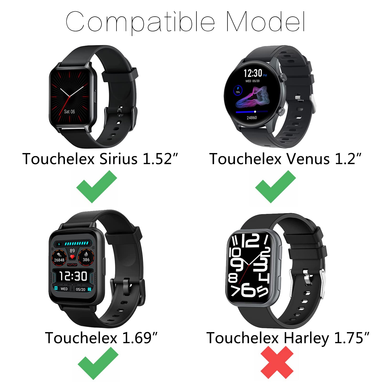 Fitturn Watch Band Compatible With Touchelex Smart Watch Bands For Touchelex Venus 1.2 '' Smart Watch Straps For Touchelex Siriu