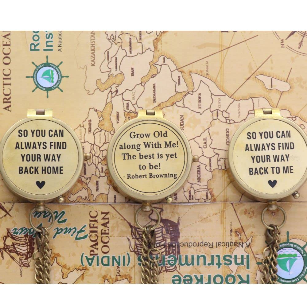 So You Can Always Find Your Way Back Home, Brass Compass Engraved Gifts For Men, Bronze Gifts For Men, Romantic Gifts For Him/He