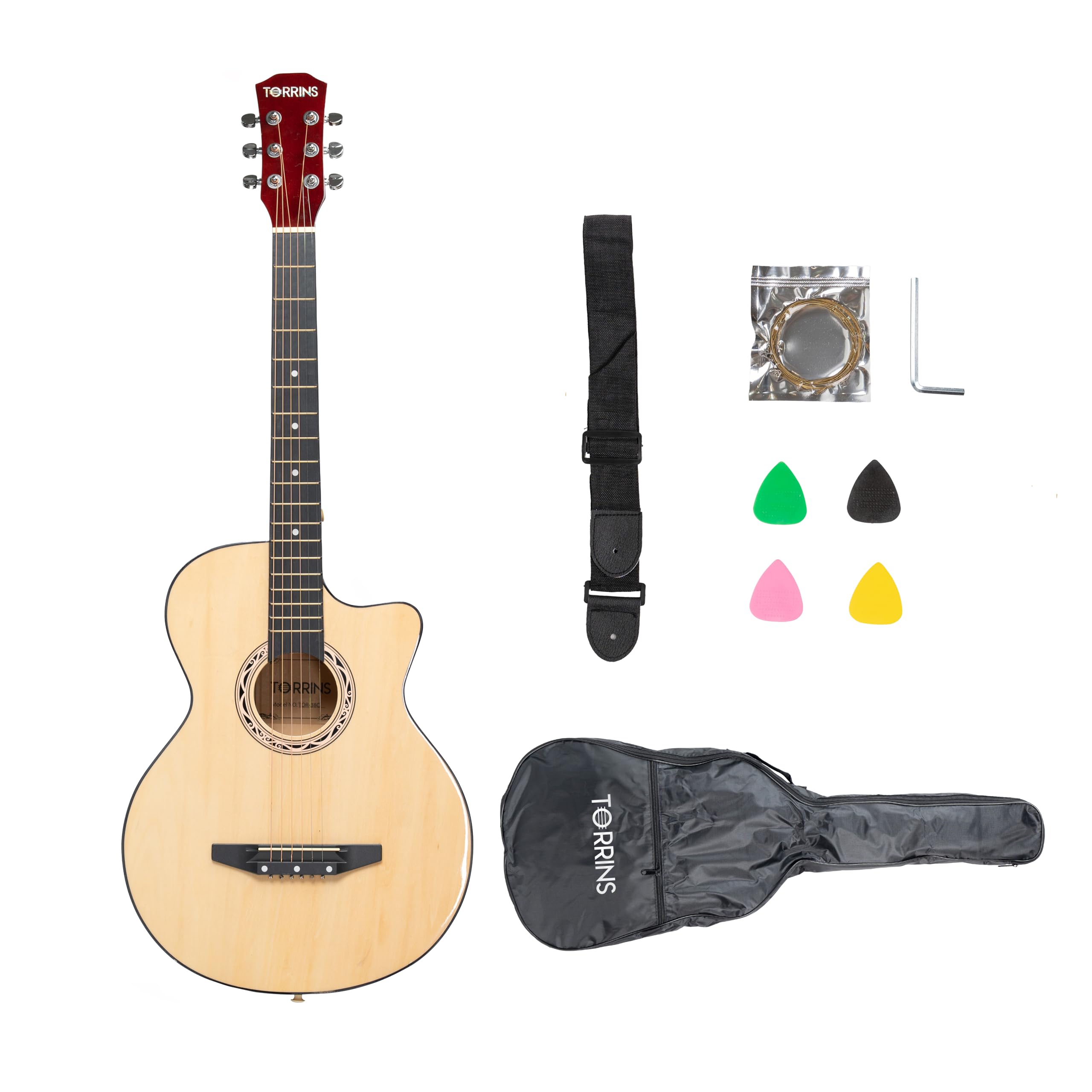 C38 Acoustic Guitar For Beginners | Guitar 38Inch | 6String Wooden Guitar With Bag, Durable Abs Bridge & Fretboard | Guitars F
