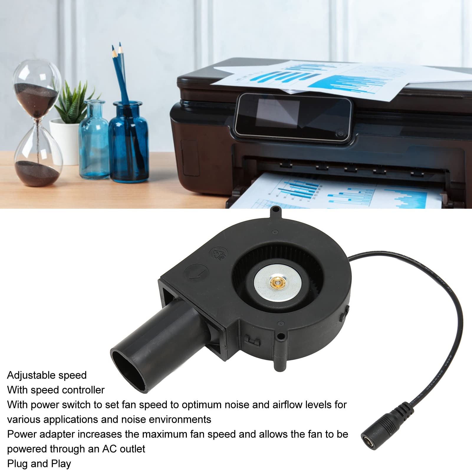 120Mm Mini Blower Fan, Dc 12V Mini Blower Fan With Speed Control For Receiver Dvr, Inflatable Replacement Fan For Modem Cooling