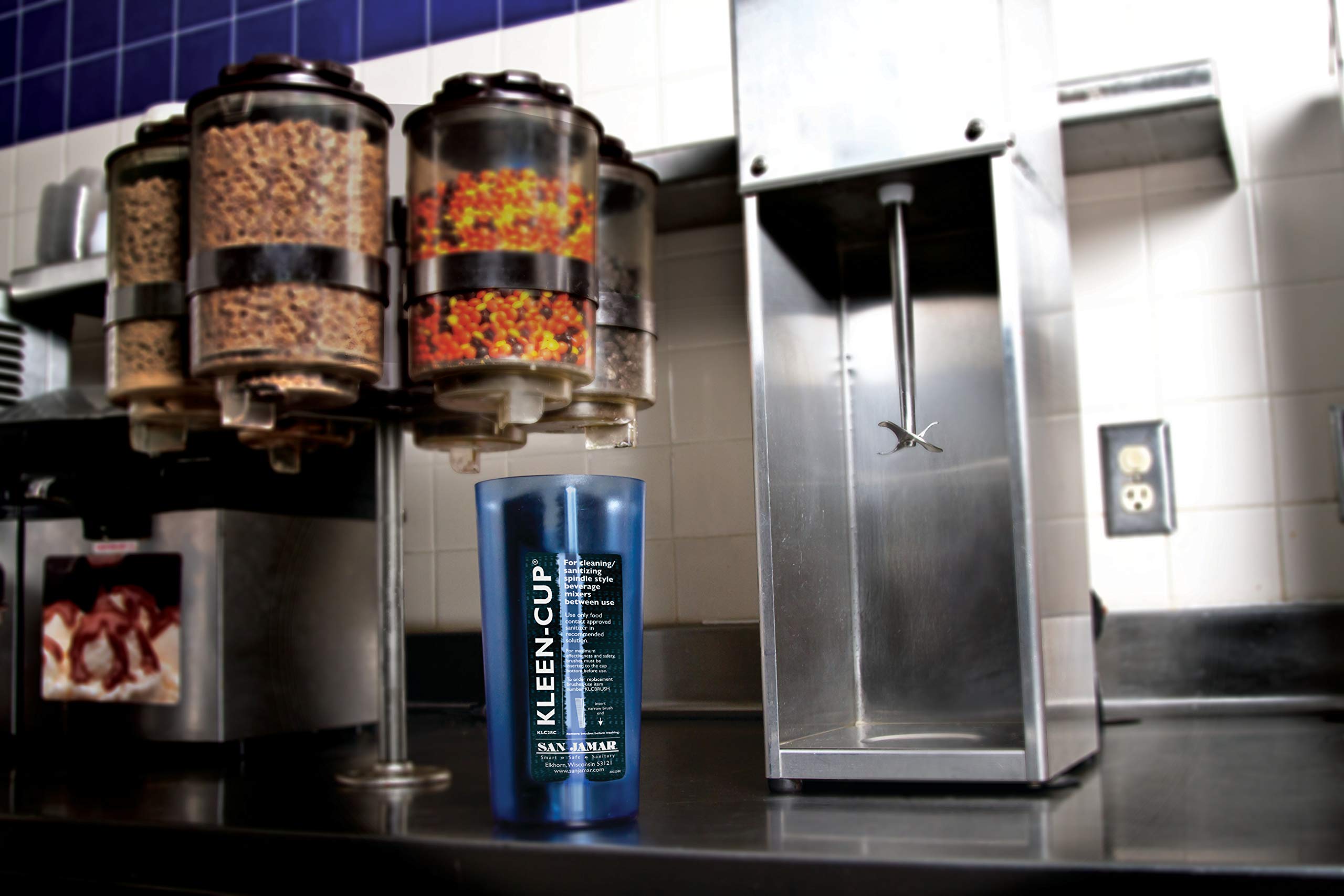 San Jamar Klc28C Kleen Spindle Mixer Sanitizing Cup, 4'' Diameter X 7 3/4'' Height