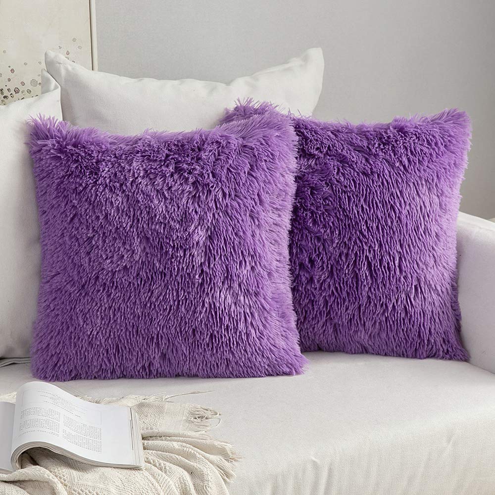Miulee Pack Of 2 Luxury Faux Fur Throw Pillow Cover Deluxe Winter Decorative Plush Pillow Case Cushion Cover Shell For Sofa Bedr