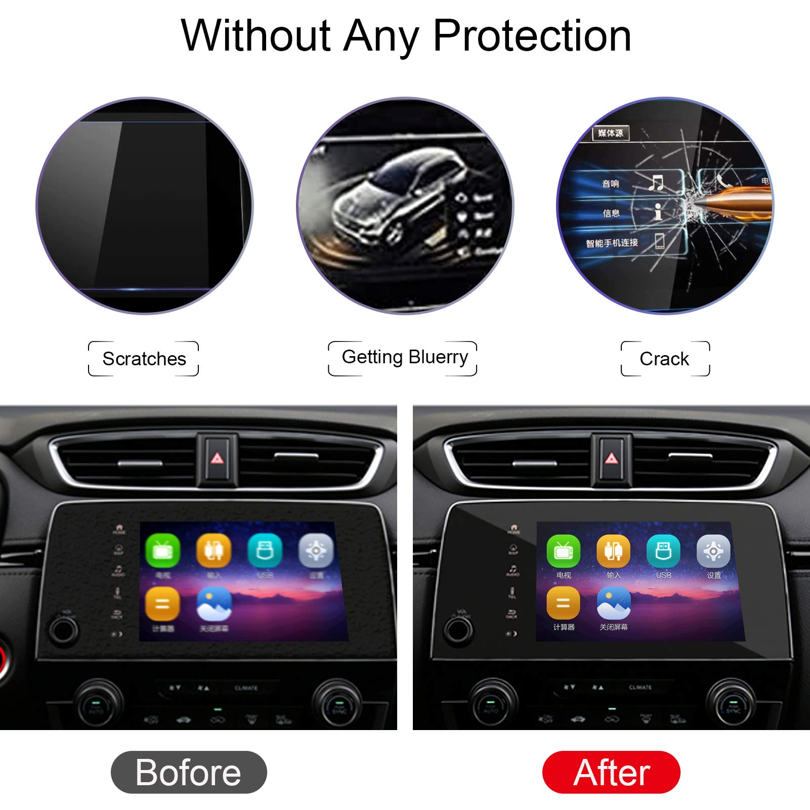 Ttcr Ii For Honda Crv Screen Protector Ex Ex L Touring 7 Inch Navigation Display [2017 2022], Console Touchscreen Protective Film With 7 Inches, Tempered Glass Gps Screen Protector