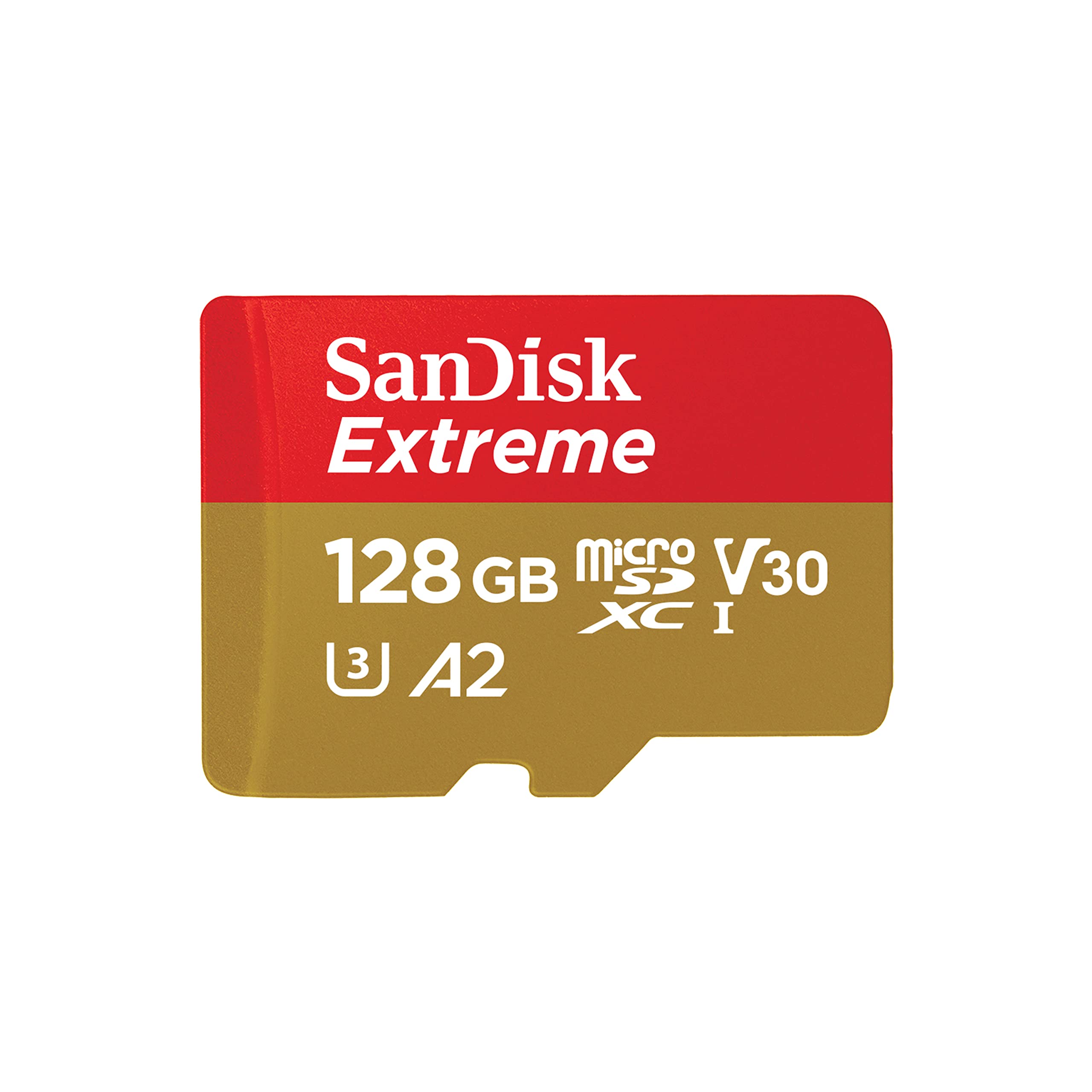 SanDisk 128GB Extreme microSDXC UHS-I Memory Card with Adapter - Up to 190MB/s, C10, U3, V30, 4K, 5K, A2, Micro SD Card - SDSQXA