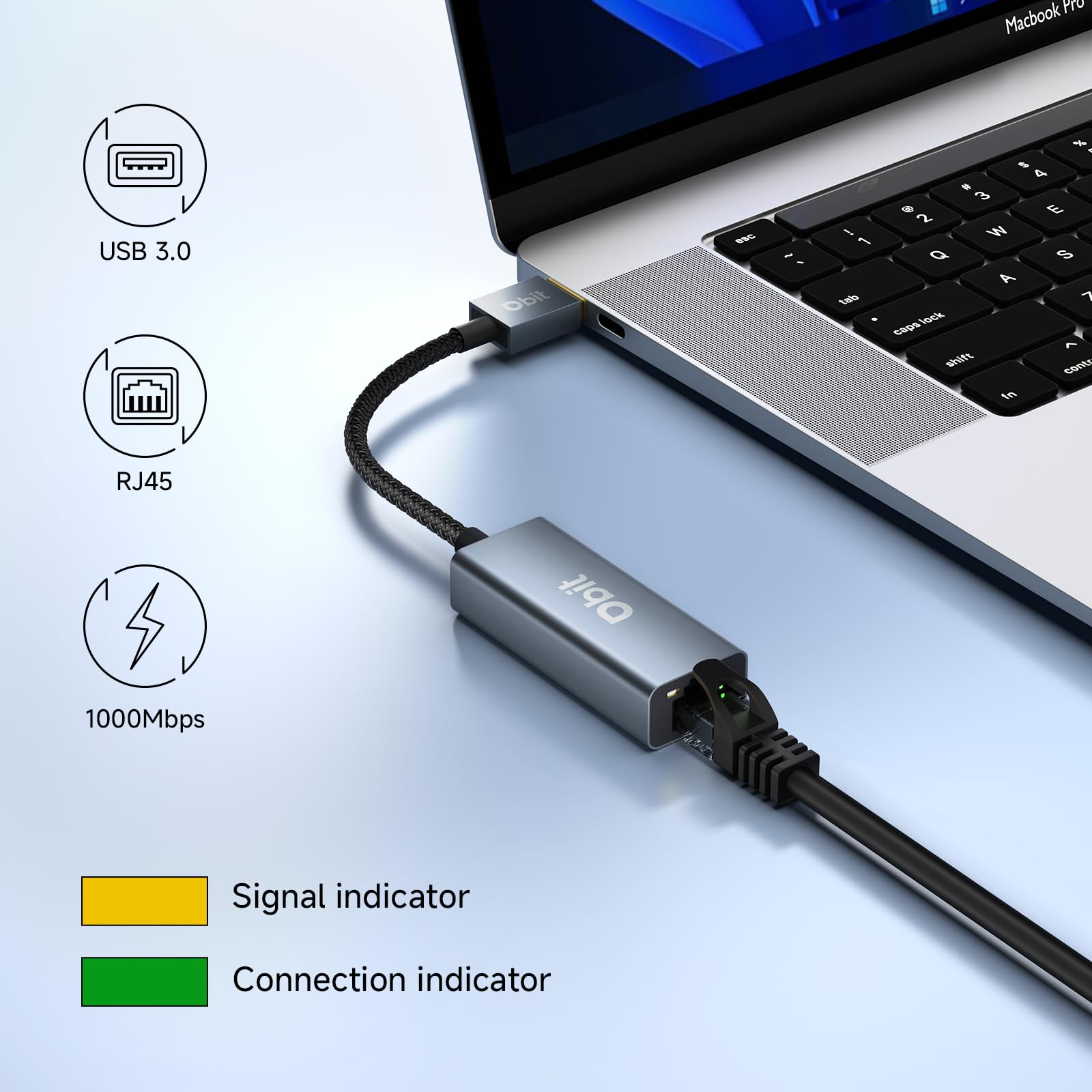 Dbit Usb To Ethernet Adapter, Driver Free Usb 3.0 To Gigabit Ethernet Lan Network Adapter, Rj45 Internet Adapter Compatible With