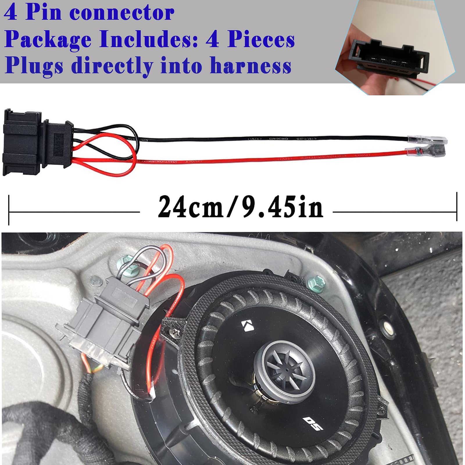 4 Pack Speaker Wire Harness Adapter Replacement For Volkswagen Speaker Harness Vw Jetta Gli Gti Beetle Golf Passat Polo Car Speaker Connector Harness Adapter