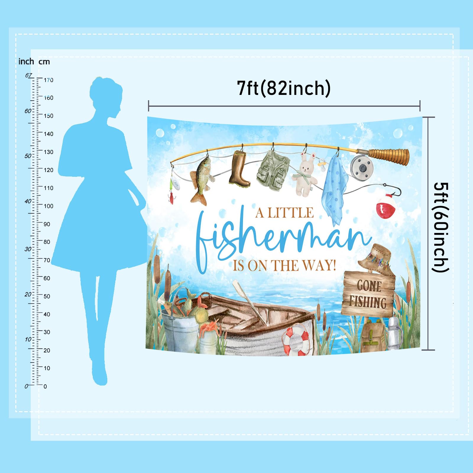 Mocsicka Fishing Baby Shower Backdrop A Little Fisherman Is On The Way Baby Shower Party Decoration Banner For Boy Gone Fishing