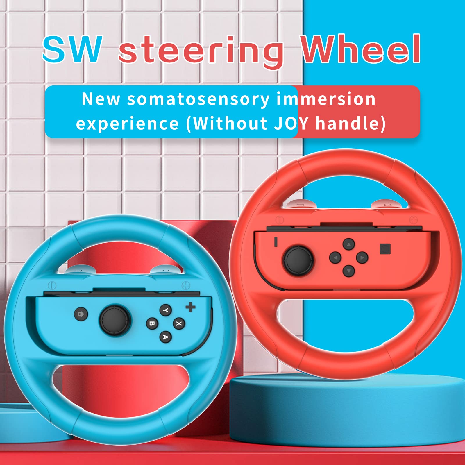 Tizopo 4 Pcs Steering Wheel Compatible For Nintendo Switch Wheel, Family Sports Party Pack Accessories Compatible With Switch Jo