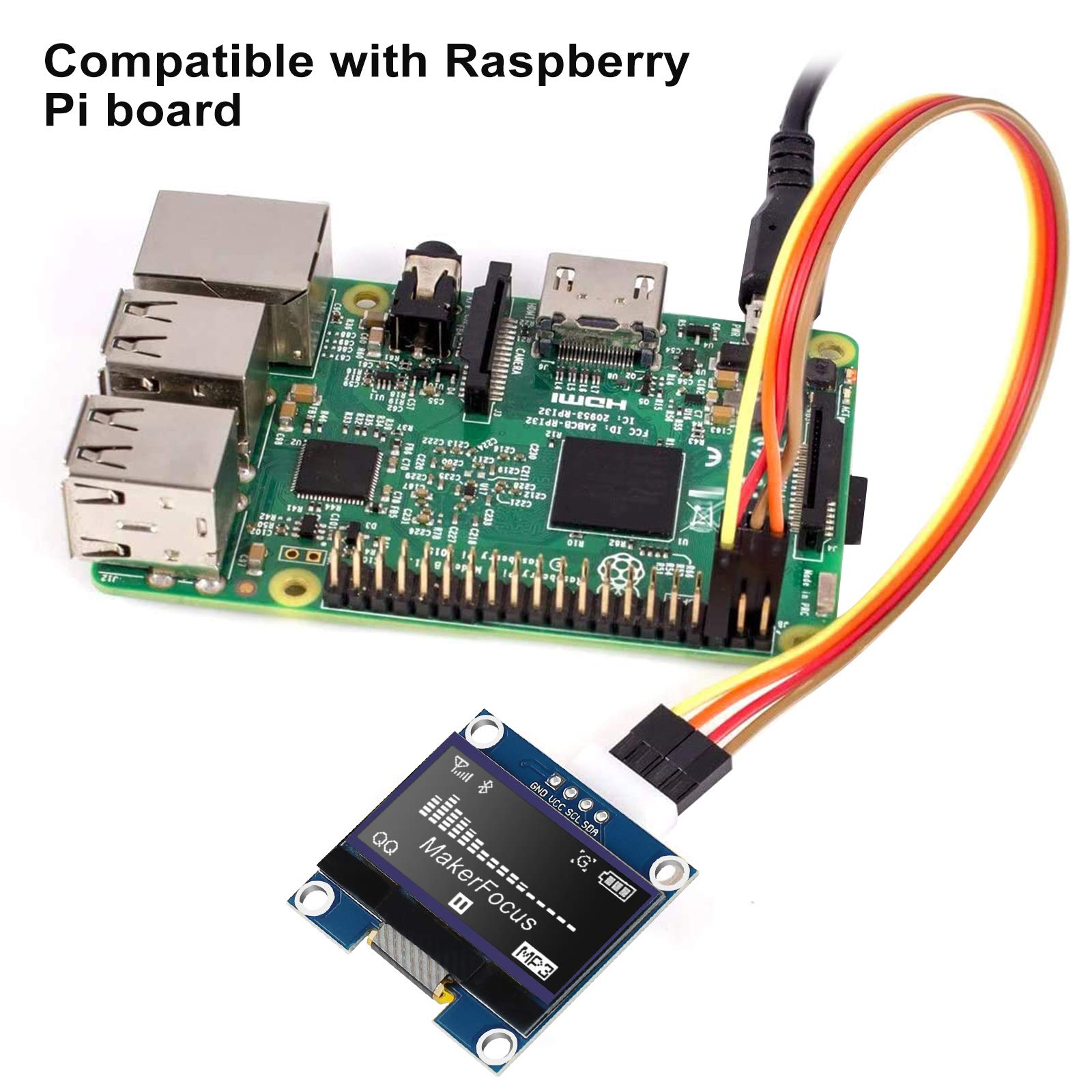 Makerfocus 2Pcs Oled Display Module I2C 128X64 1.3 Inch Display Module Ssd1106 White With Pins For Ar Duino Uno R3 Raspberry Pi