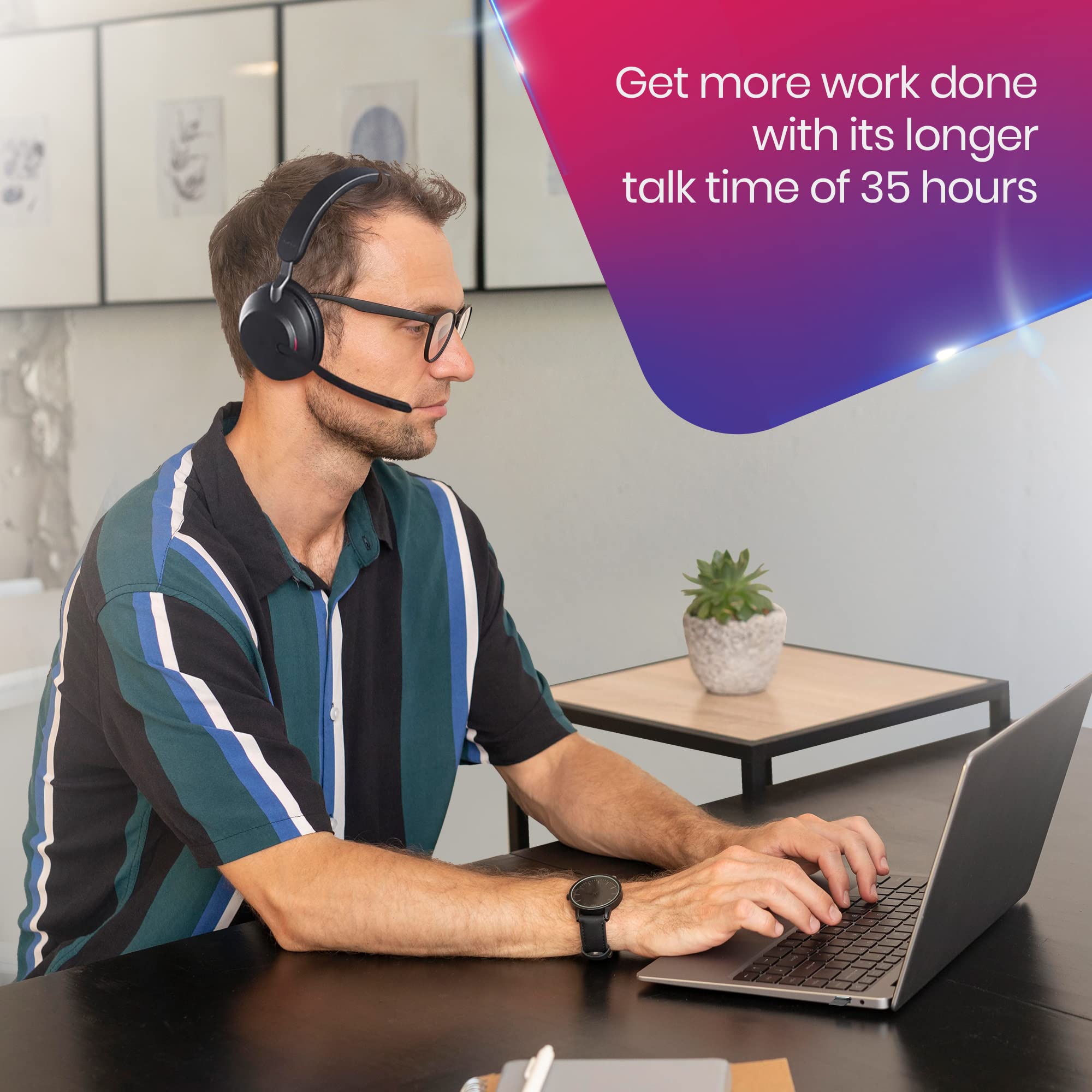 Evolve2 65 Wireless Headset Ms, Bluetooth Dongle, Compatible With Zoom, Teams, Webex, Laptop, Phone Calls, Vonage, 8X8, 26599-99