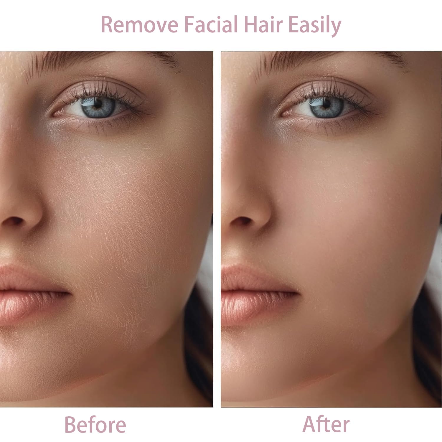 Women Facial Hair Removal Device Battery Operated With 2 Replacement Heads, Ladies Face Shaver For Peach Fuzz Upper Lip, Chin