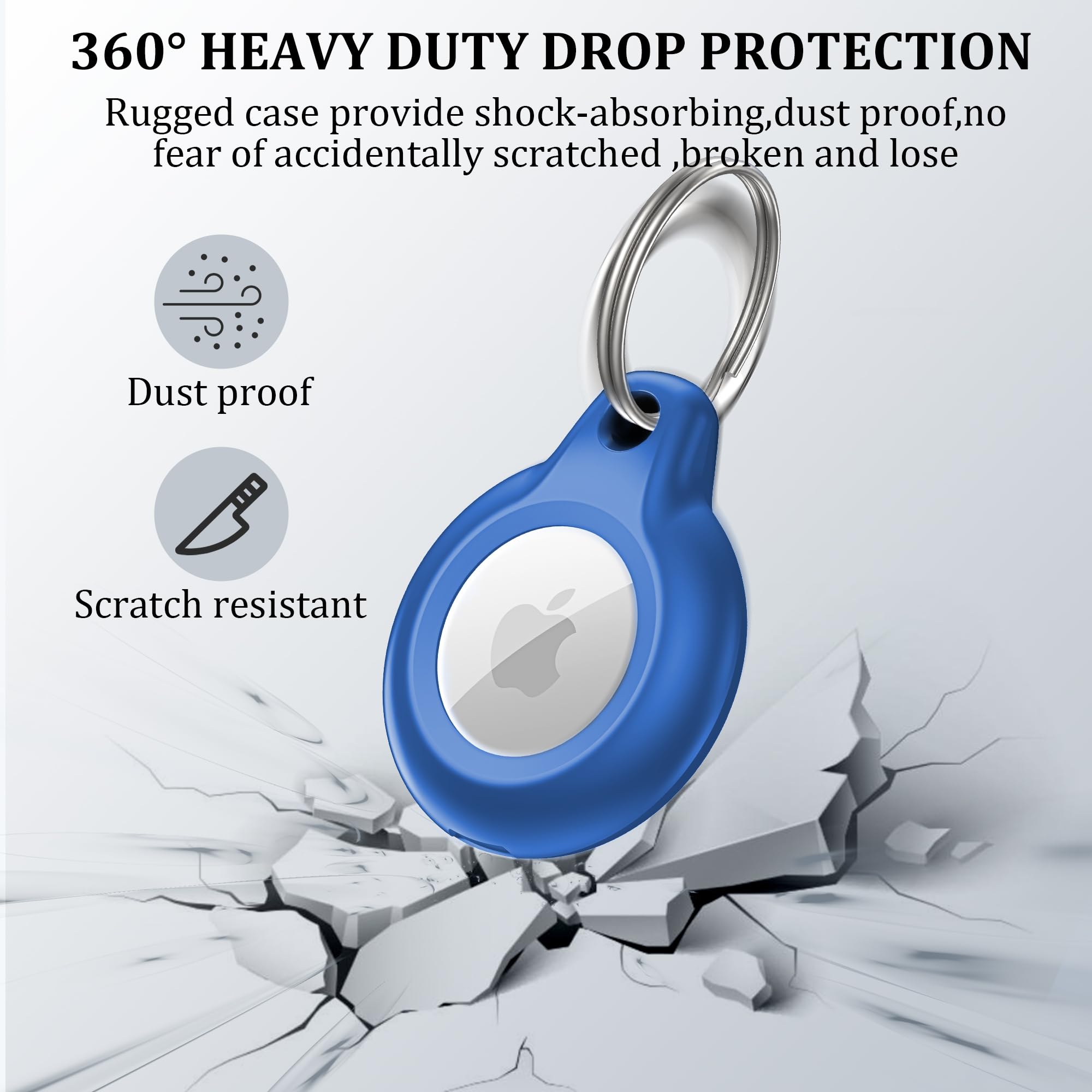 2 Pack Ipx8 Waterproof Airtag Keychain With Airtag Holder Case,Full Body Shockproof,Anti Scratch Cover Air Tag For Cat,Dog,Keys,