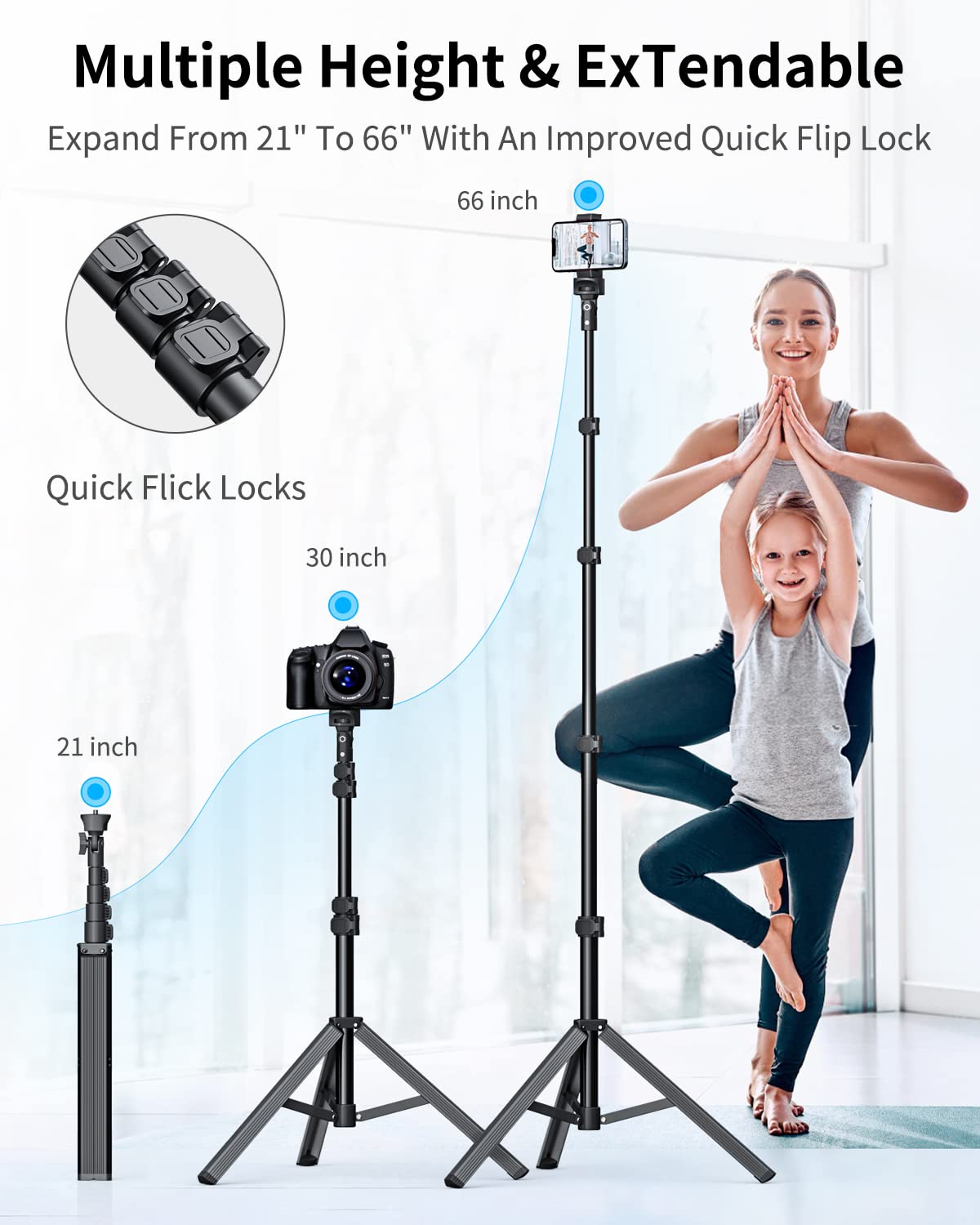 Nexboom Iphone Tripod   66'' [Stable & Tall] Iphone Tripod Stand With Remote, Tripod For Iphone Compatible With Iphone 15 Pro Ma