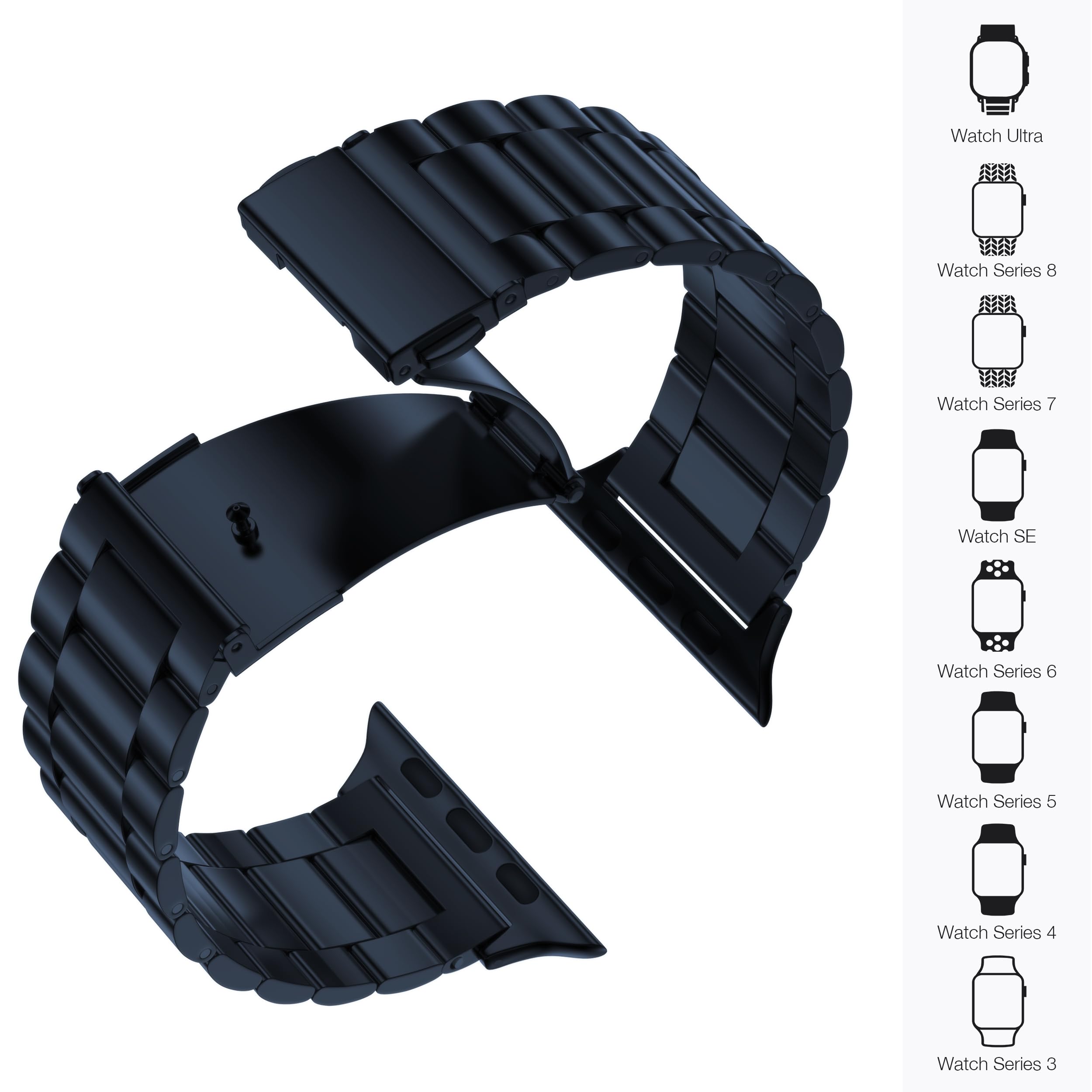 Epuly Compatible With Apple Watch Band 49Mm 45Mm 44Mm 42Mm 41Mm 40Mm 38Mm, Business Stainless Steel Metal Watchband For Iwatch B