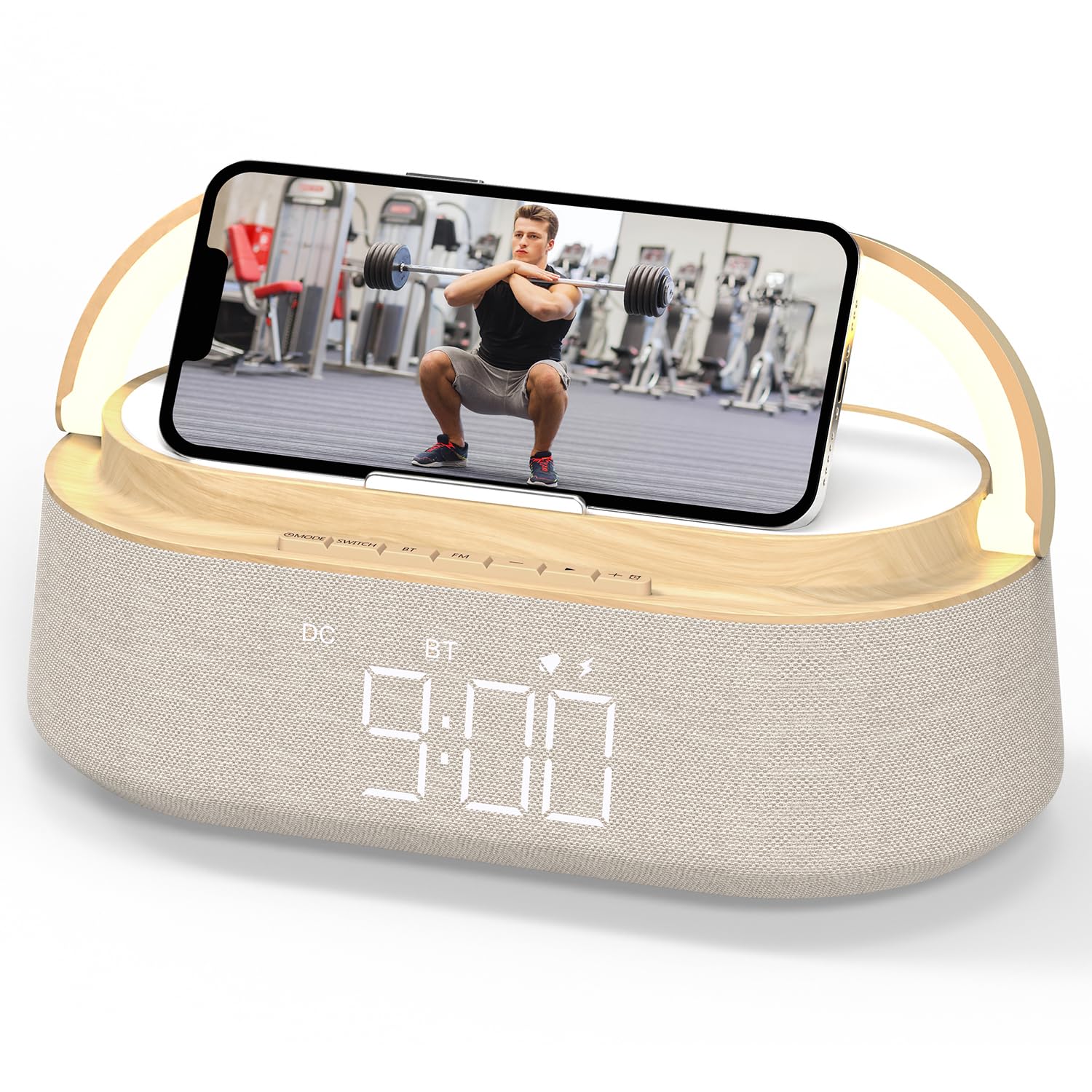 FREEFISH Bluetooth Speaker with Wireless Charge FM Radio 2500mAh Battery, LED Night Light Suitable for Home,Bedroom,Office