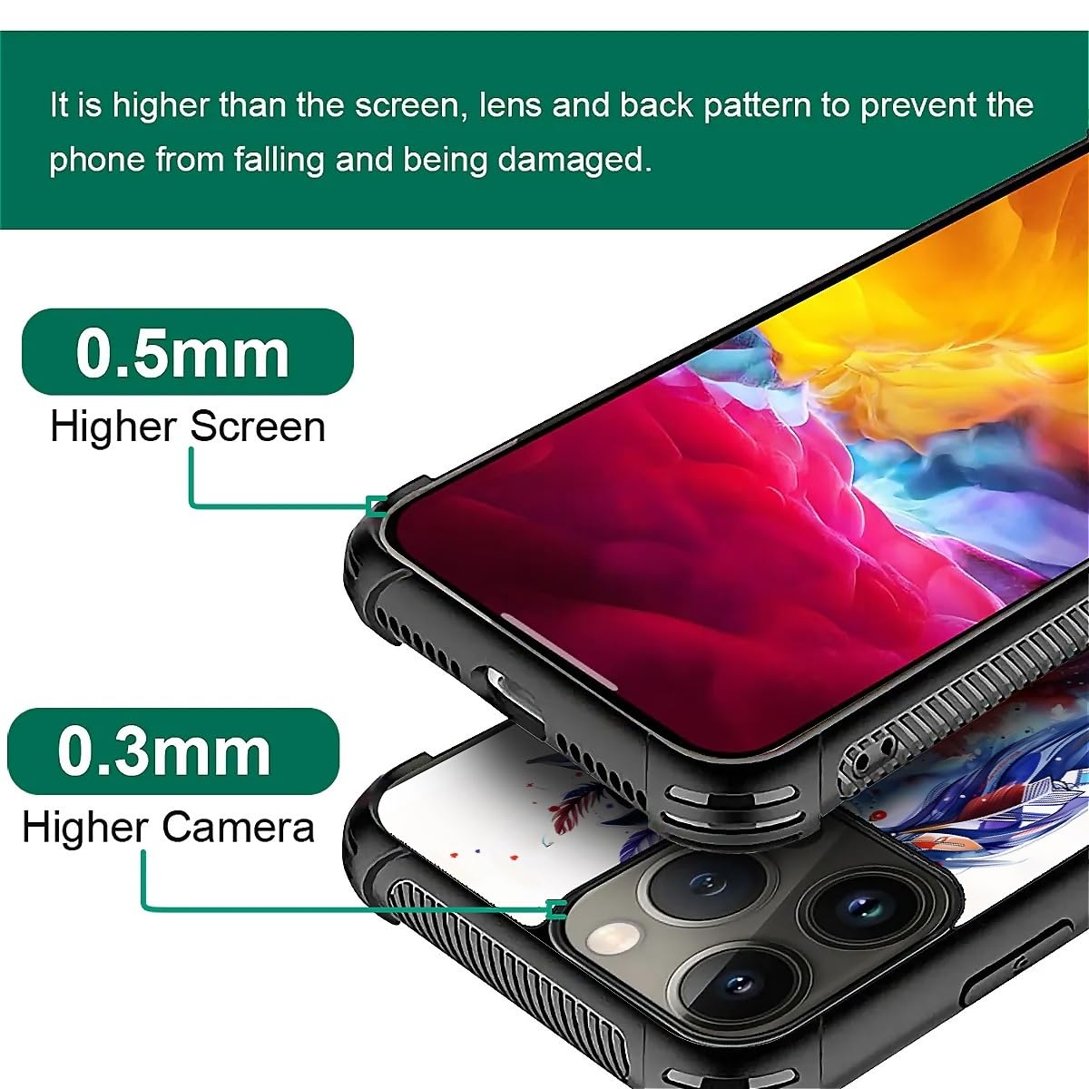 Carloca Compatible With Iphone 16 Pro Max Case, Drawing Sketch Rainbow Horse Art Fashion Pattern Design For Girl Shockproof Anti