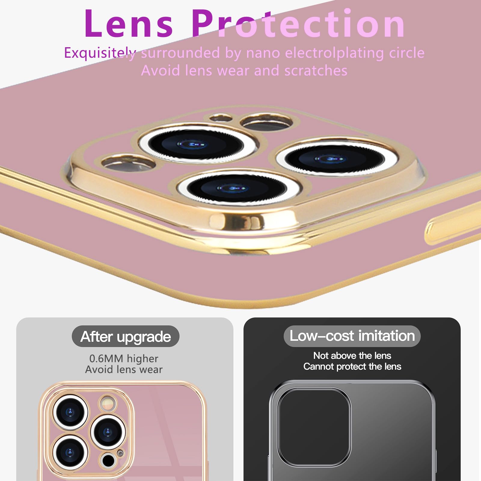 Lafunda Designed For Iphone 15 Pro Max Case Cute, Luxury Plating Case For Women Girls Gold Edge Tpu Bumper Cover With Camera Pro