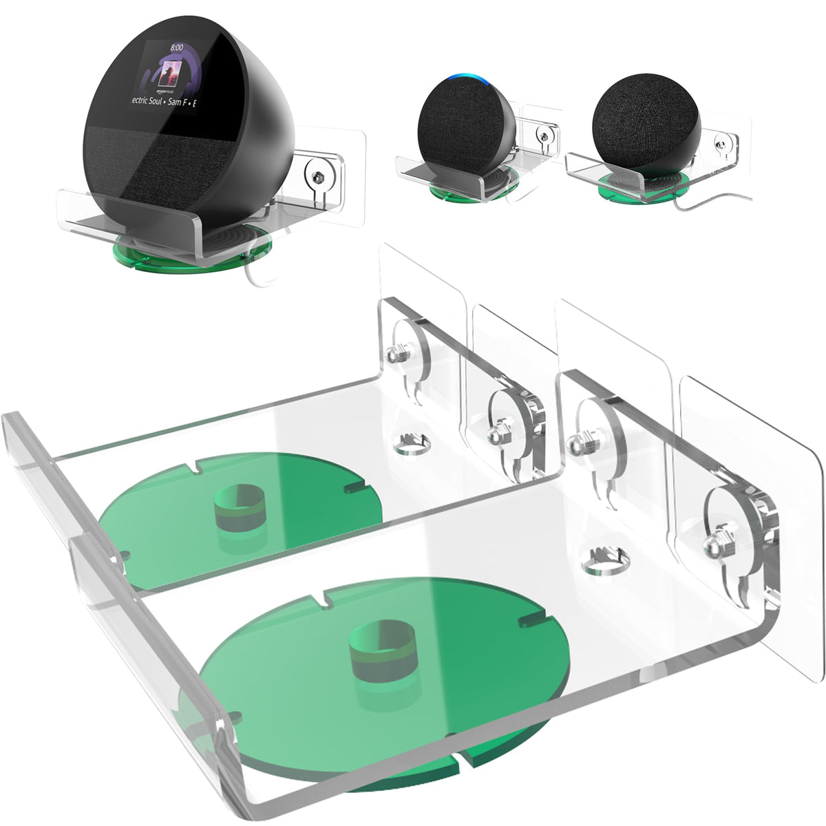 Hookmemo Compatible For Echo Spot (2024 Release) Shelf Wall Moun Stand,Built In Cable Management, Compatible For Echo Pop (2023