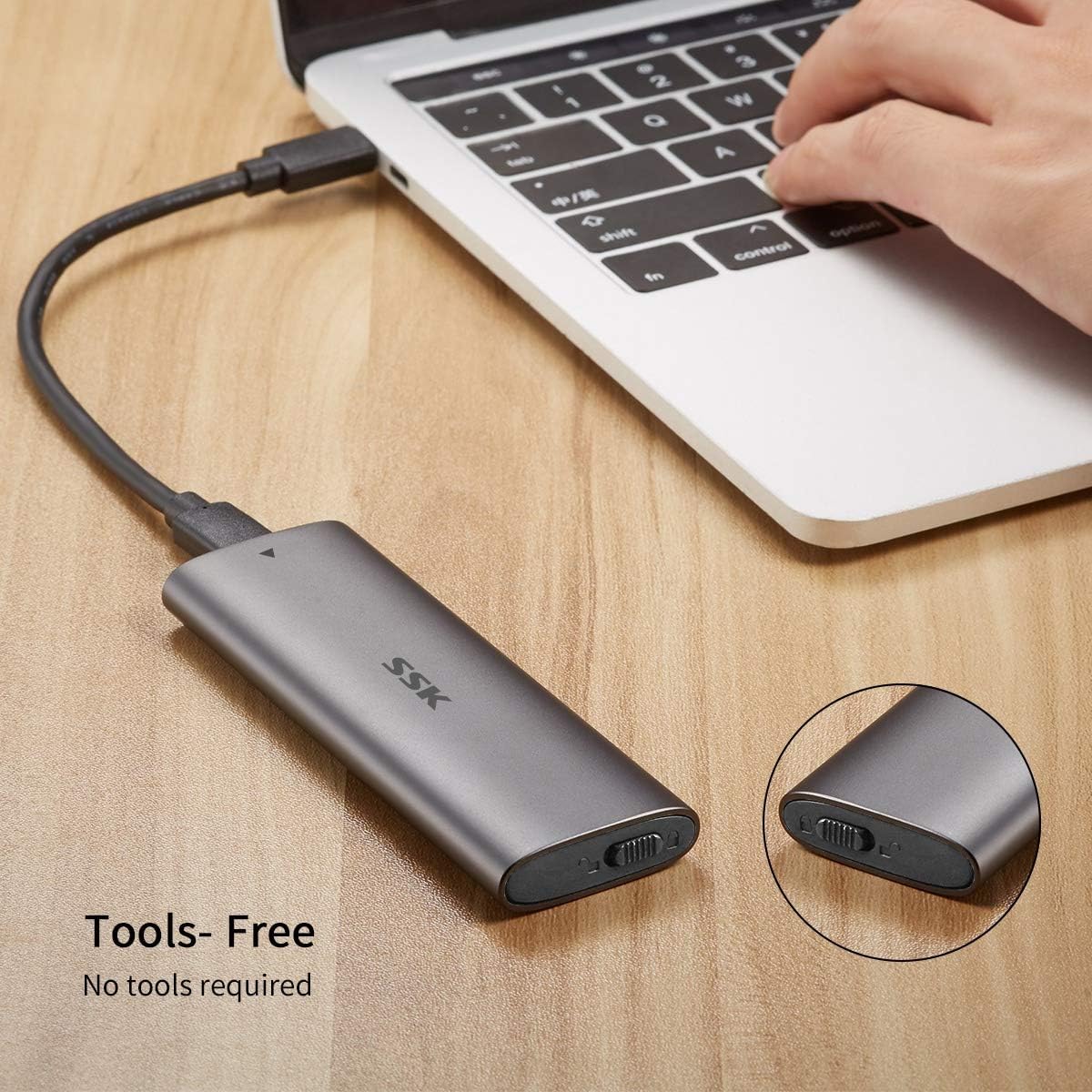 Ssk Aluminum M.2 To Usb Nvme Sata Ssd Enclosure Reader, Tool Free Usb 3.2 Gen 2 10Gbps Nvme Pci E 6Gbps Sata M Key / B+M Key Solid State Drive External Adapter With Uasp Trim, For Ssds 2242 2260 2280