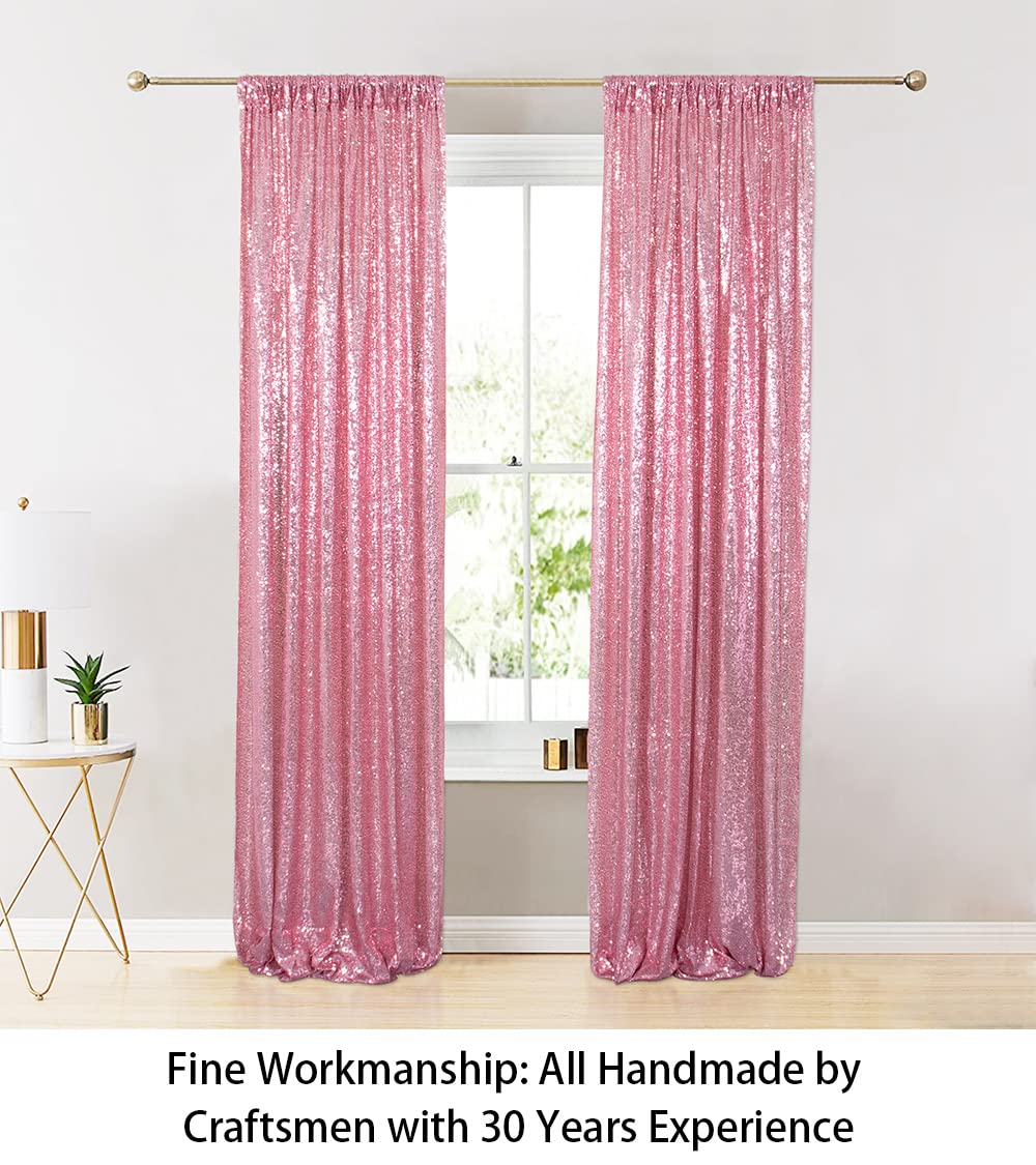 Shidianyi Sequin Curtain Backdrop 2 Panels 4Ftx6Ft Fuchsia Pink Backdrop Curtain Photo Booth Backdrop 48Inx72In  190425E