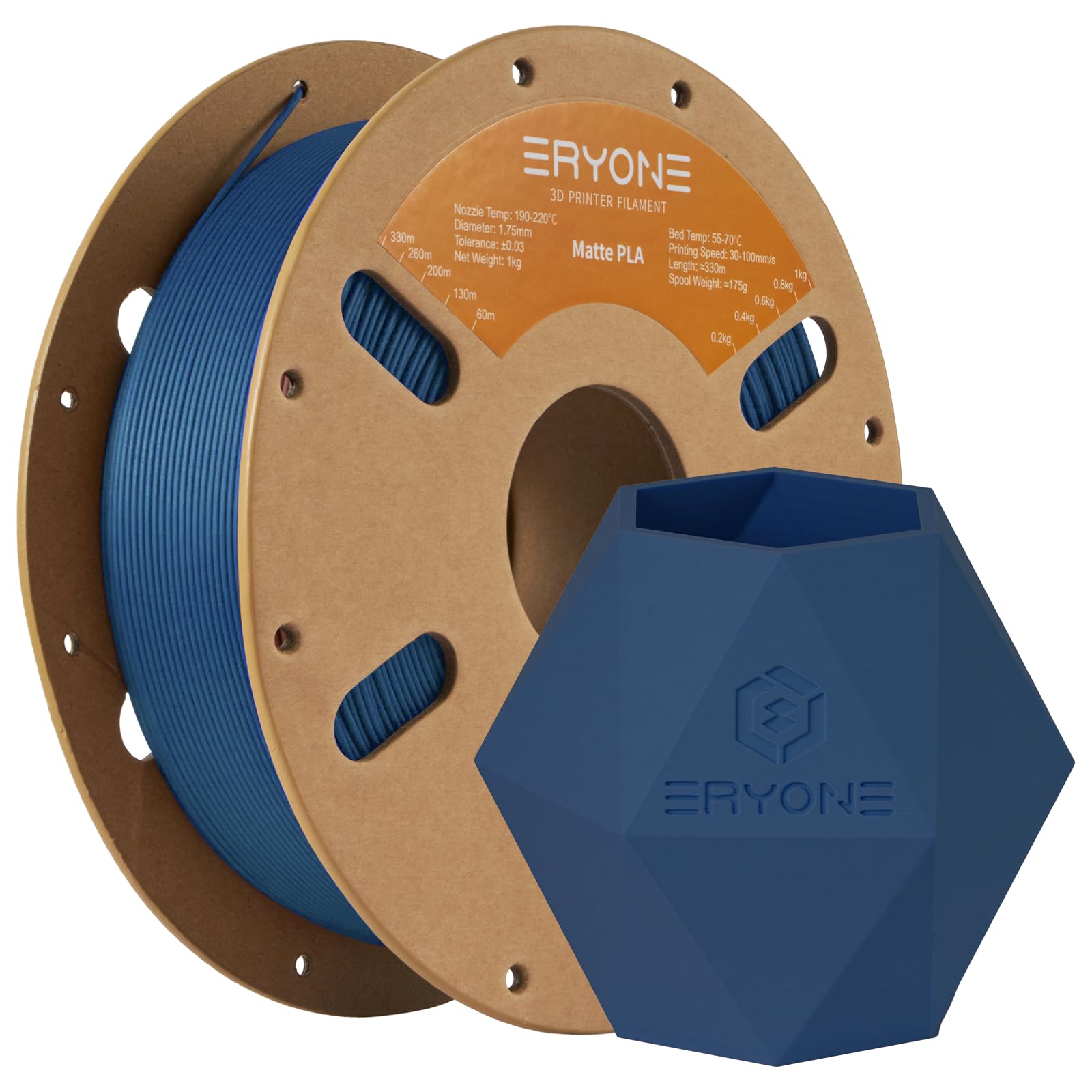Eryone Matte Pla Filament For 3D Printer, Filament 1.75Mm +/  0.03Mm, 1Kg (2.2Lbs)/Spool, Navy Blue