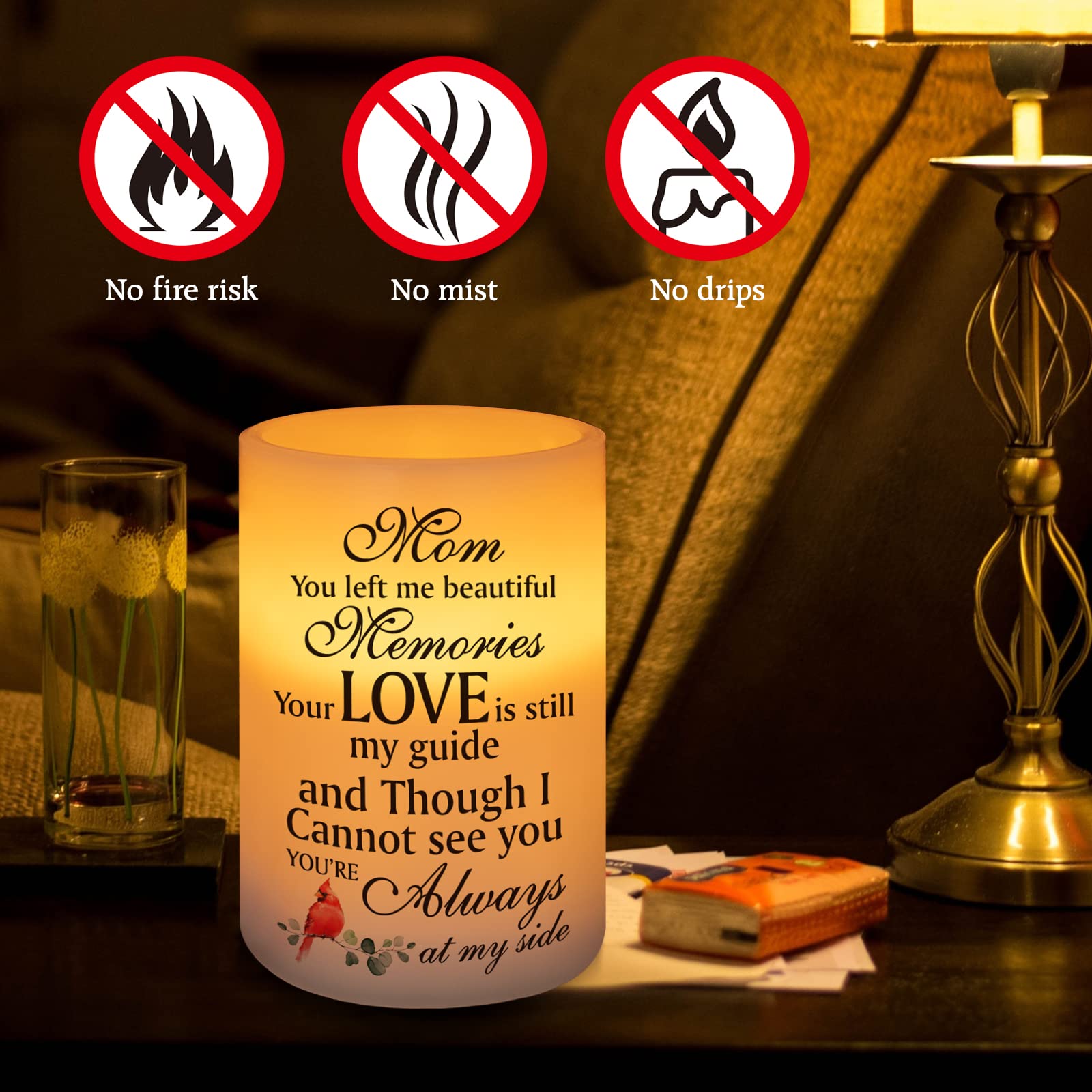 Hn Haiinaa Flameless Memorial Candle, Real Wax Led Light With Timer Sympathy Gift Bereavement Gifts For Loss Of Mother Memorial